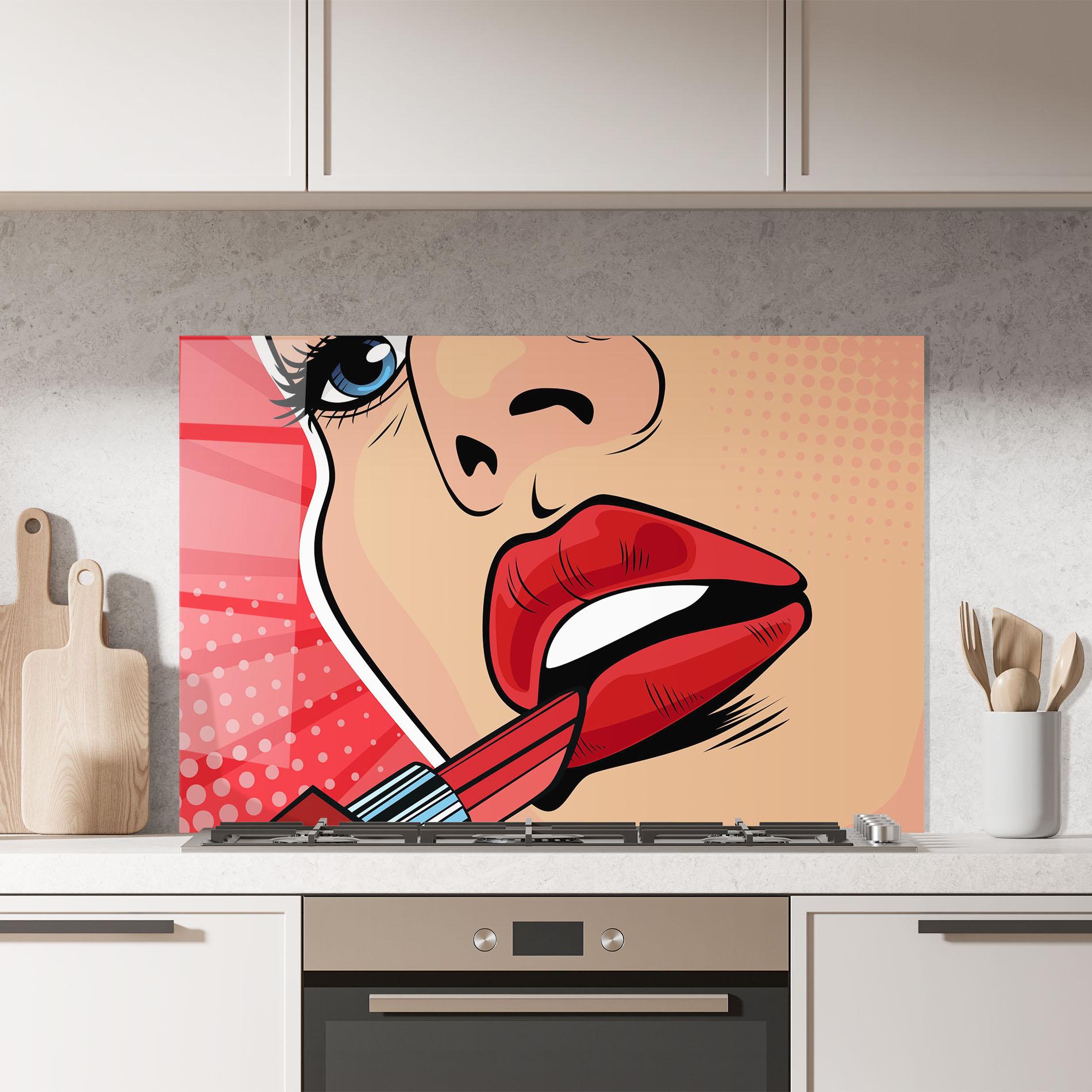 Küchenrückwand Glas Pop Art Lipstick mockup 7