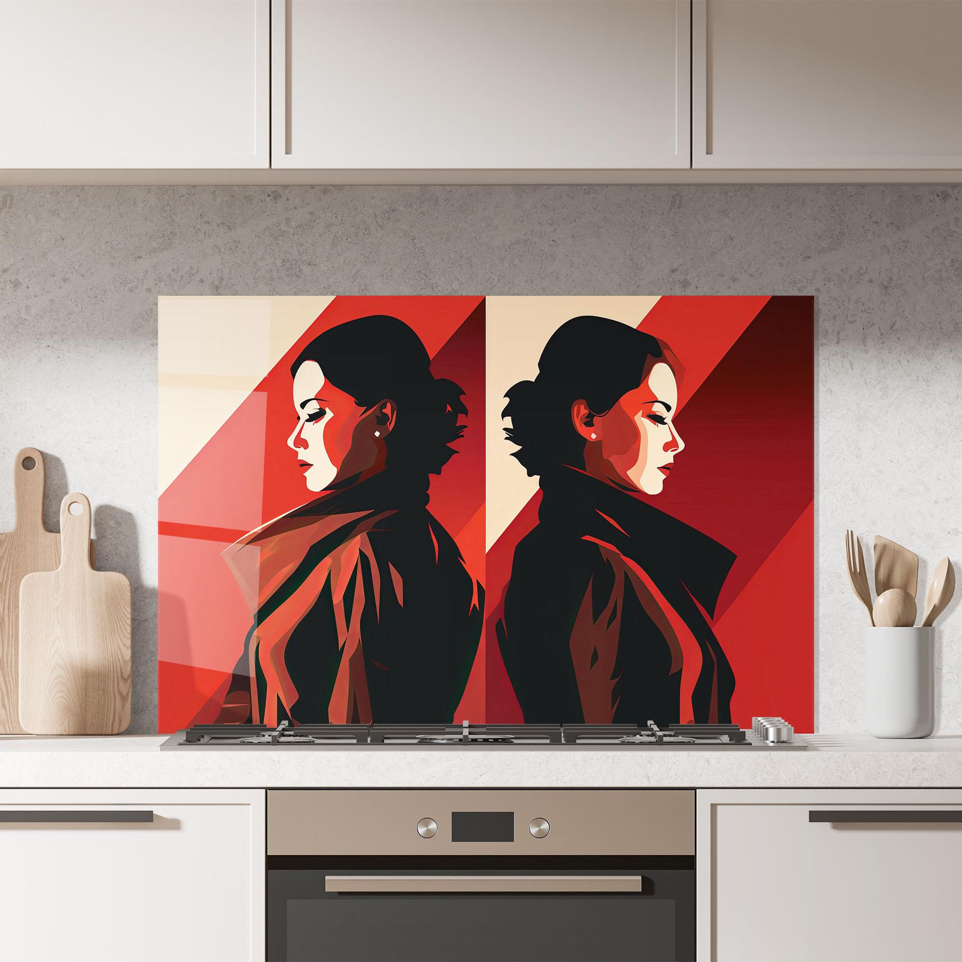 Küchenrückwand Glas Pop Outfit Lady mockup 7