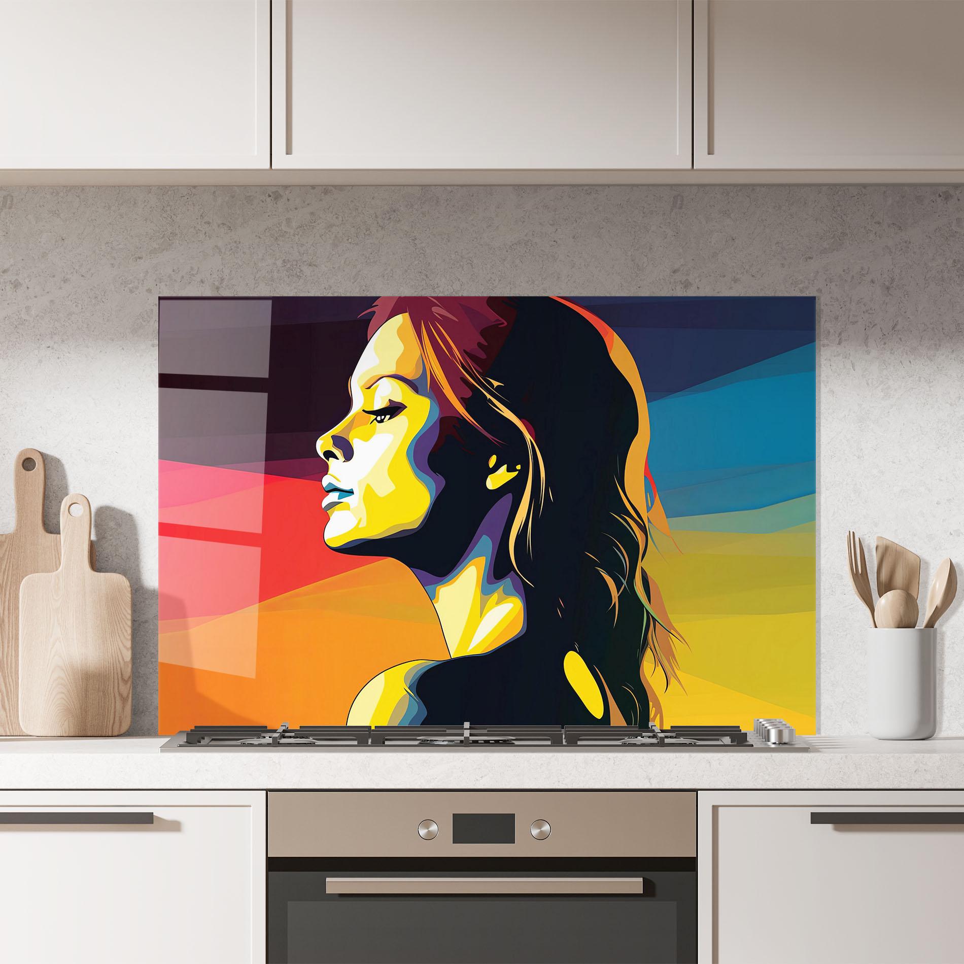 Küchenrückwand Glas Yellow Light Pop Art mockup 7