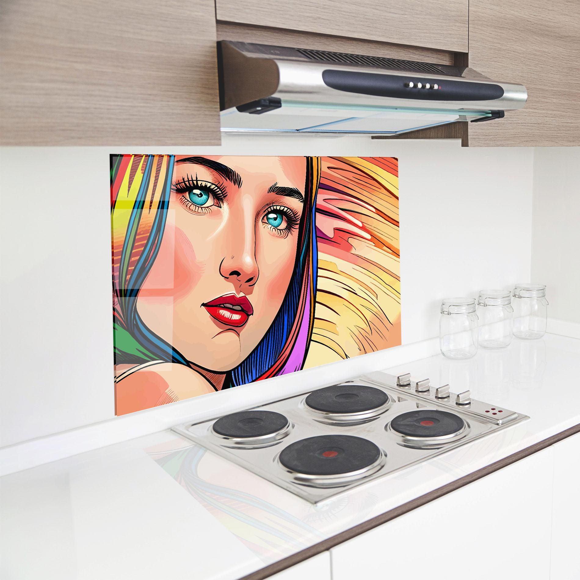 Küchenrückwand Glas Big Pop Eyes mockup 8