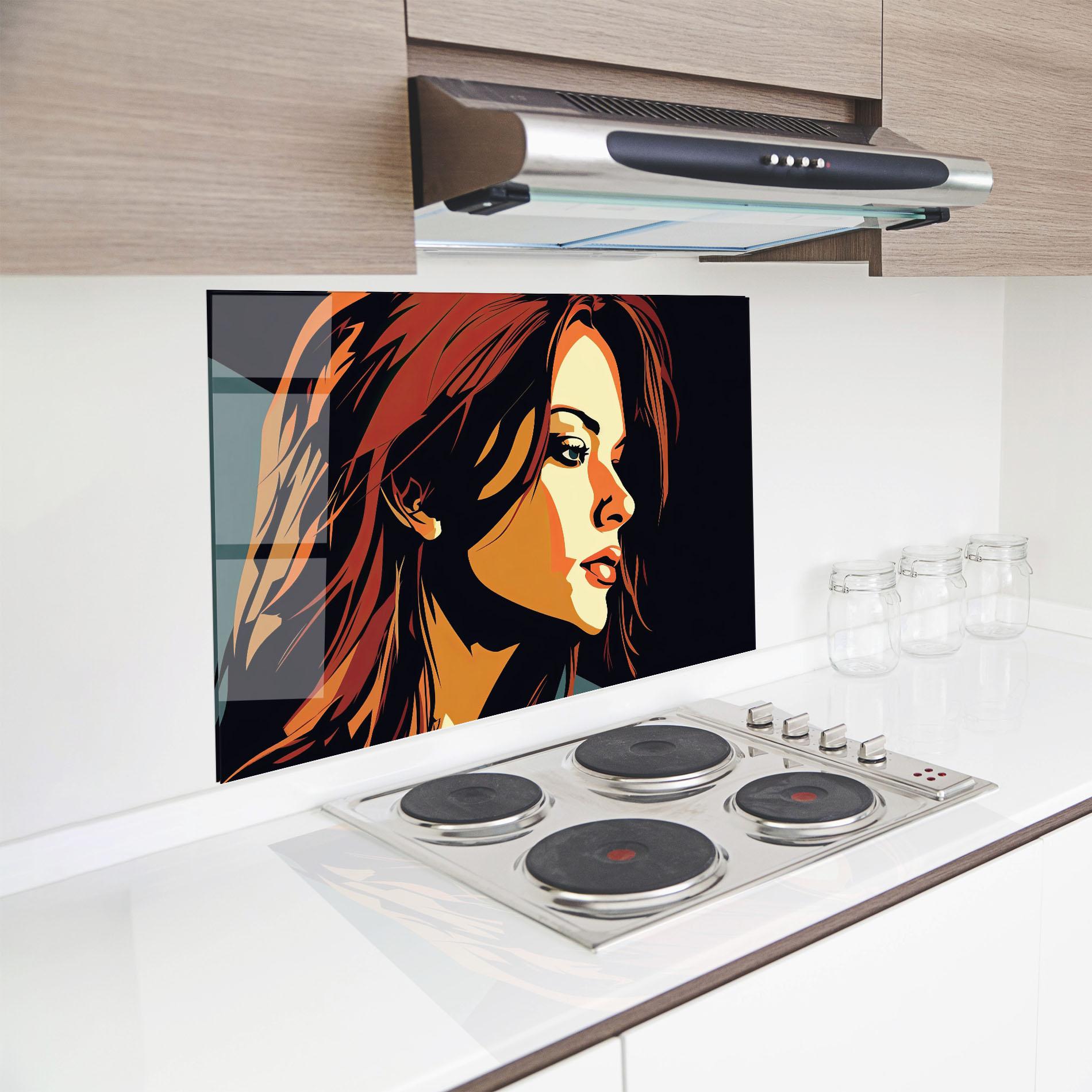 Küchenrückwand Glas Brown Pop Hair mockup 8