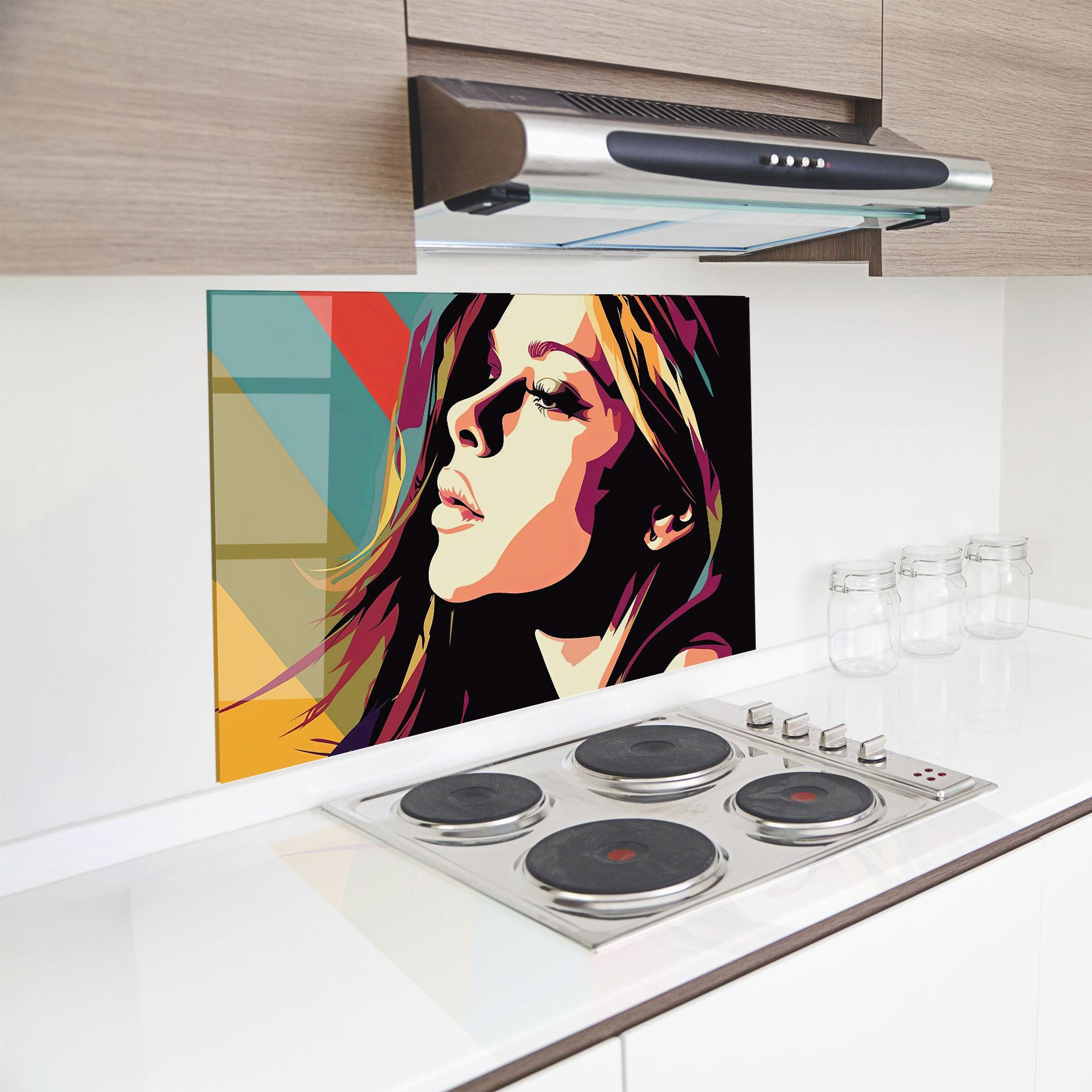 Küchenrückwand Glas Cream Pop Art mockup 8