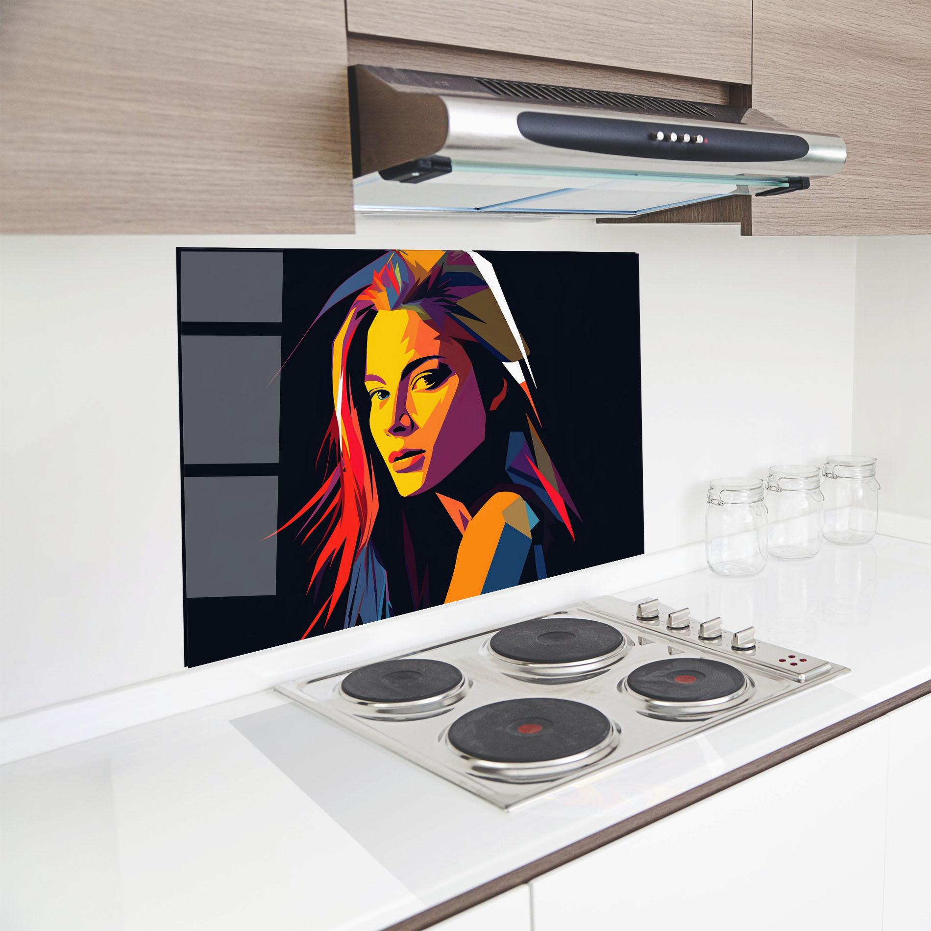 Küchenrückwand Glas Orange Pop Light mockup 8