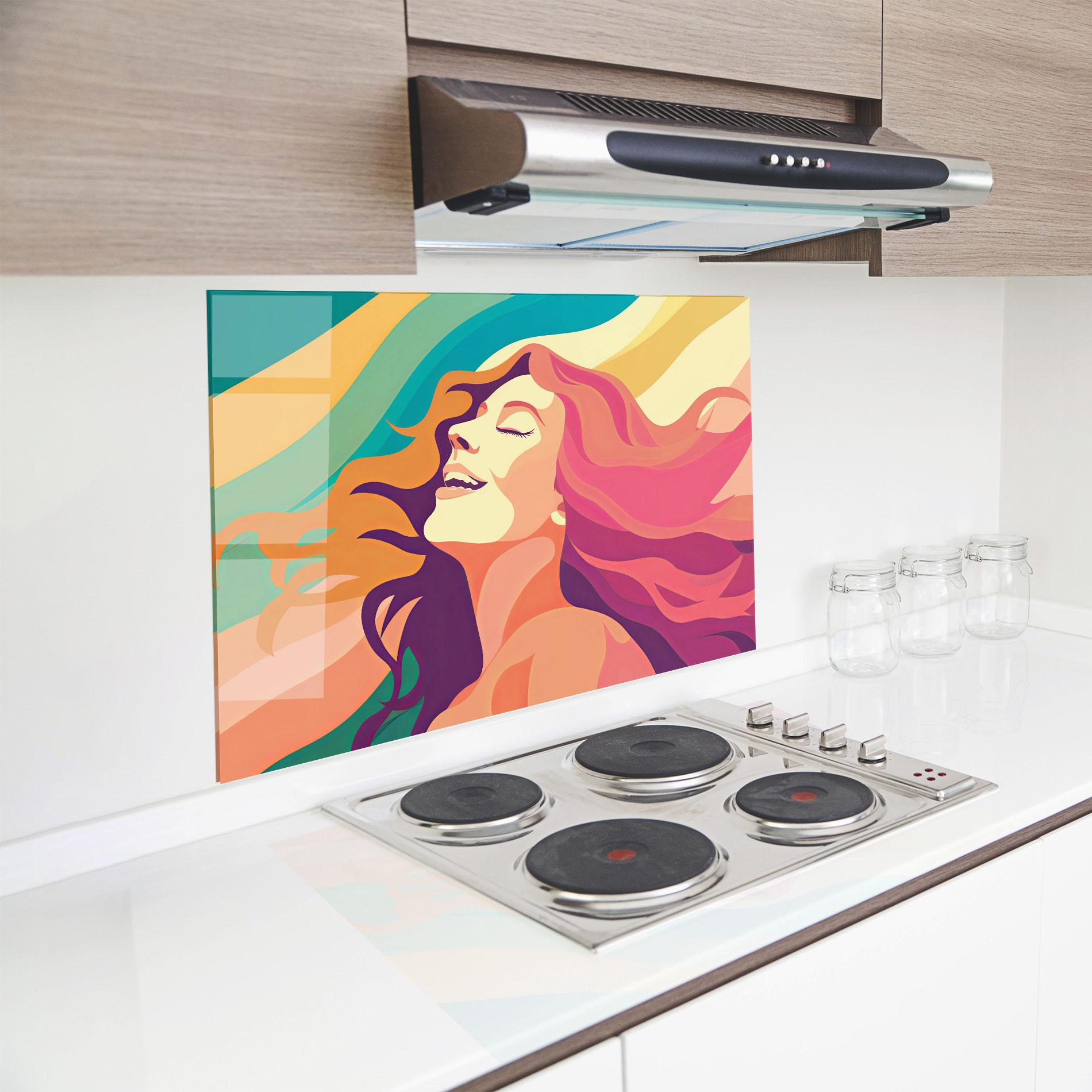 Küchenrückwand Glas Pink Pop Hair mockup 8