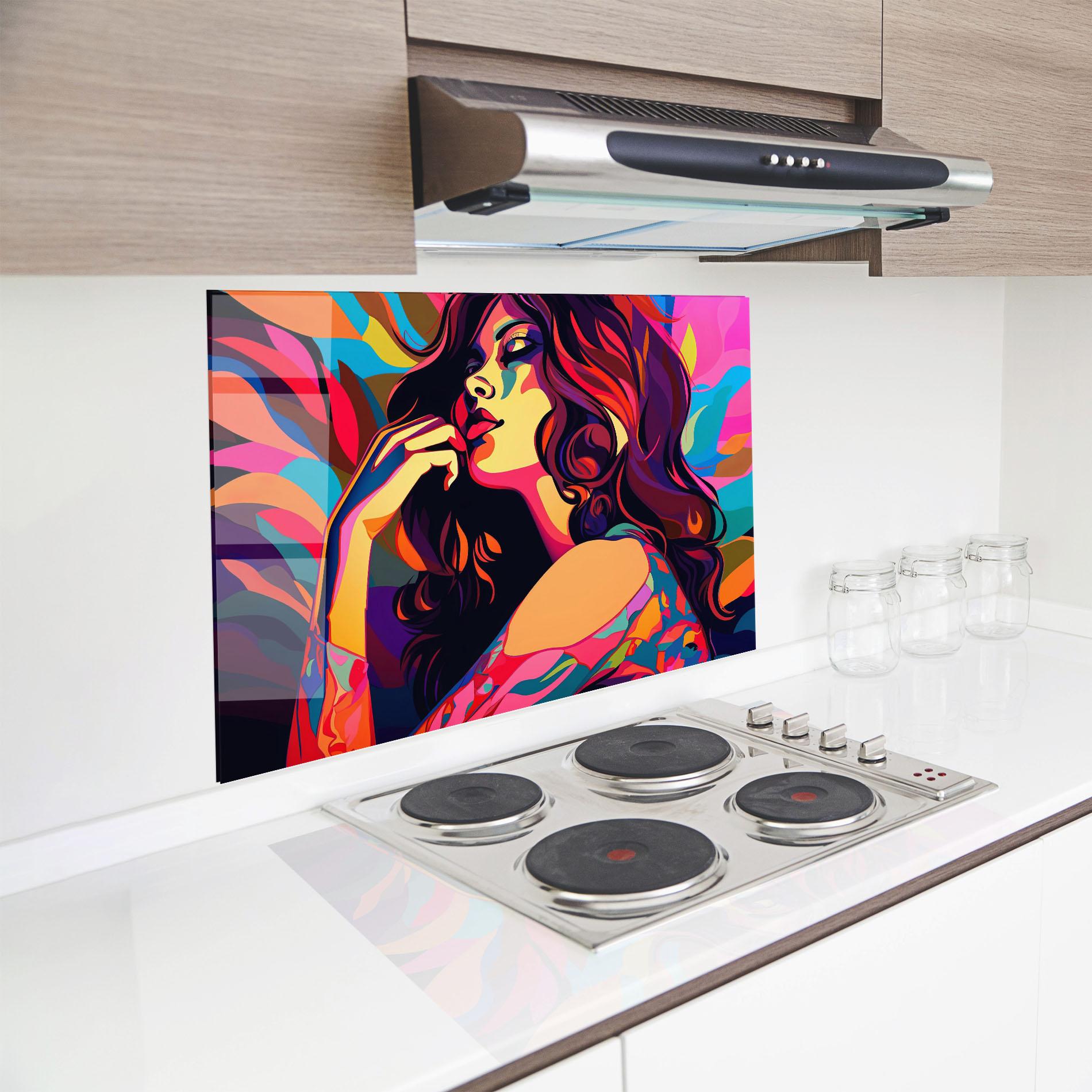 Küchenrückwand Glas Pop Color Mix mockup 8