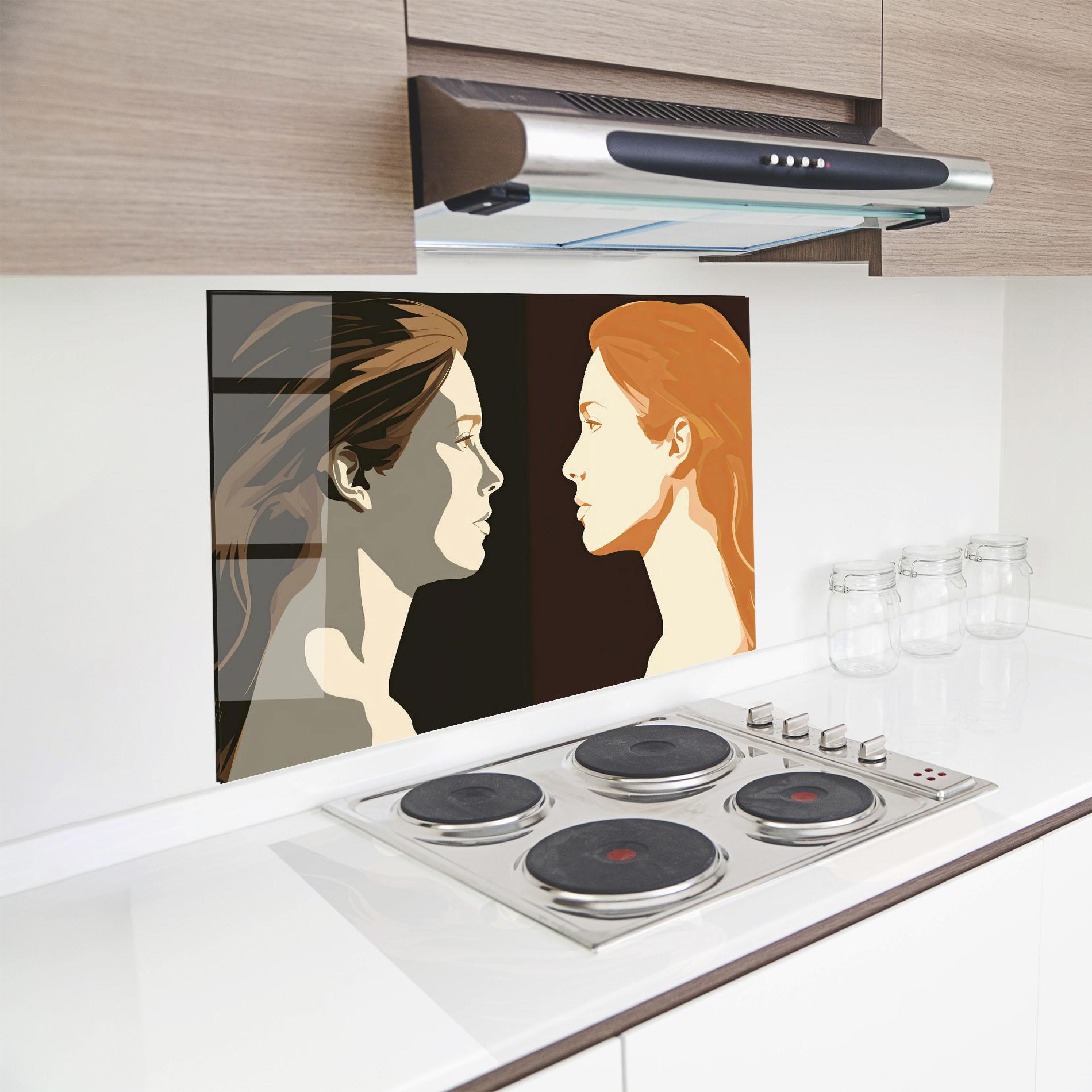 Küchenrückwand Glas Pop Face To Face mockup 8