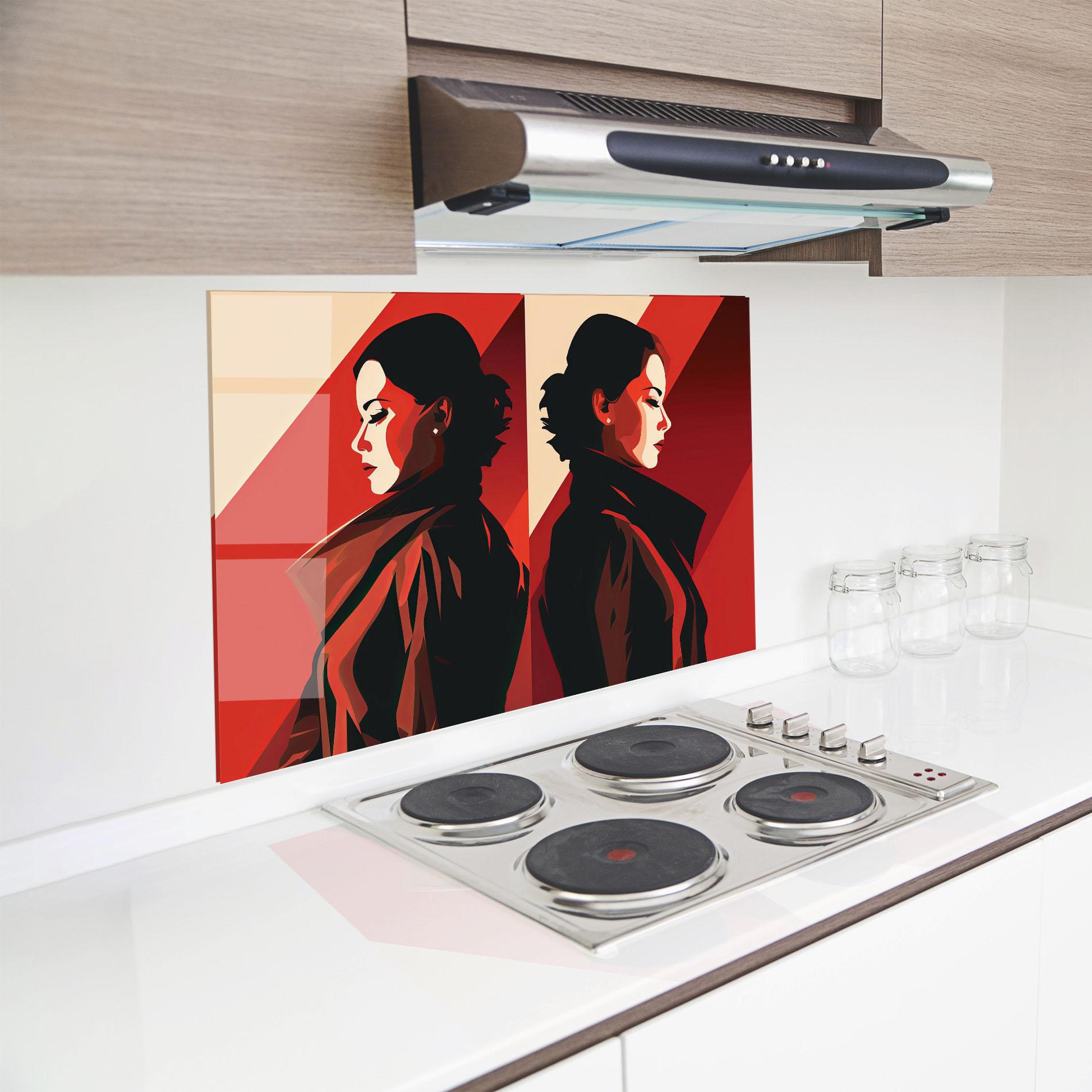 Küchenrückwand Glas Pop Outfit Lady mockup 8