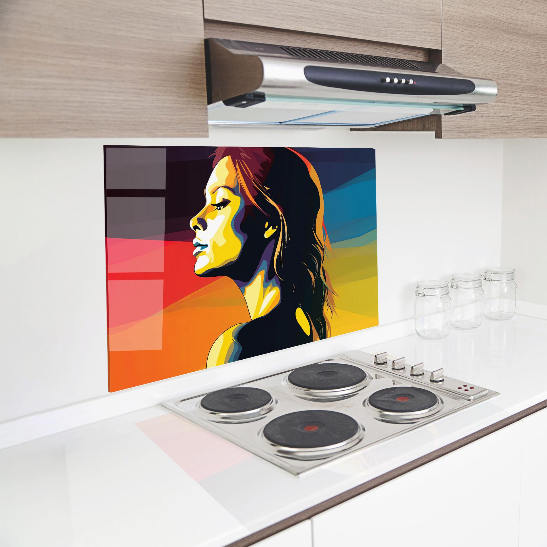 Küchenrückwand Glas Yellow Light Pop Art mockup 8