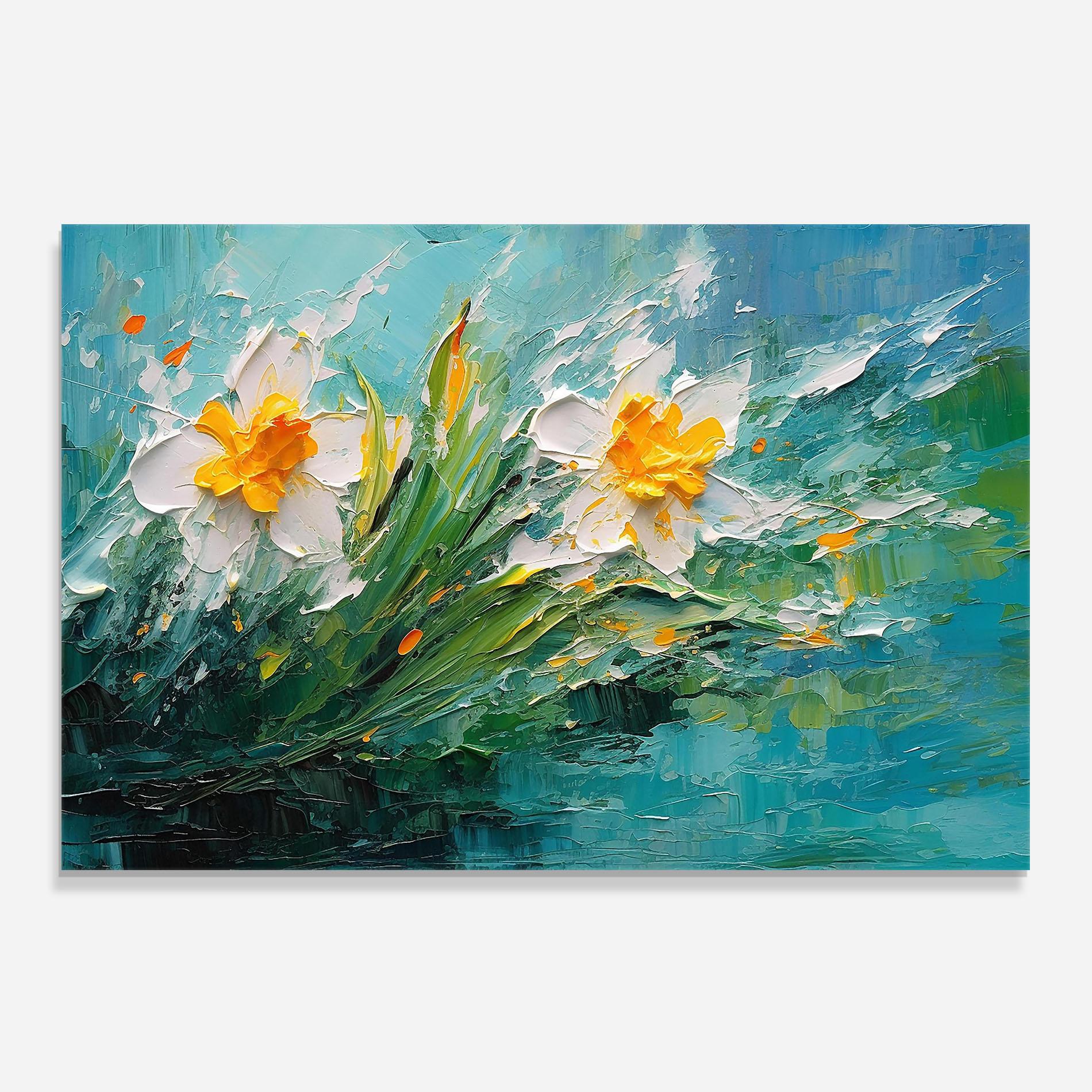 Küchenrückwand Glas Abstract Flower Painting mockup 0