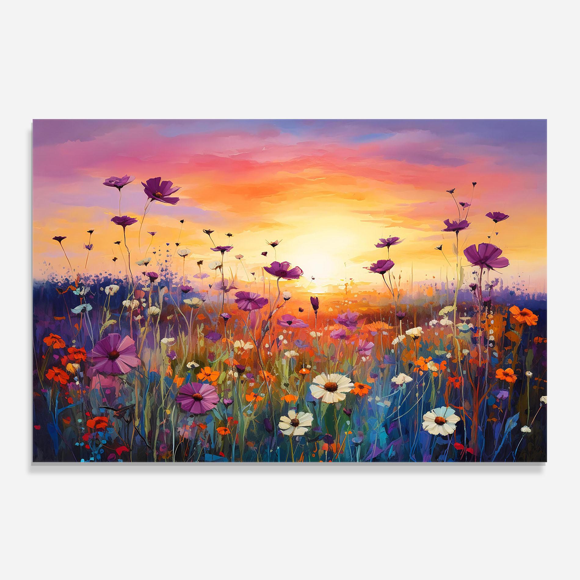 Küchenrückwand Glas Dreamy Field Flowers mockup 0