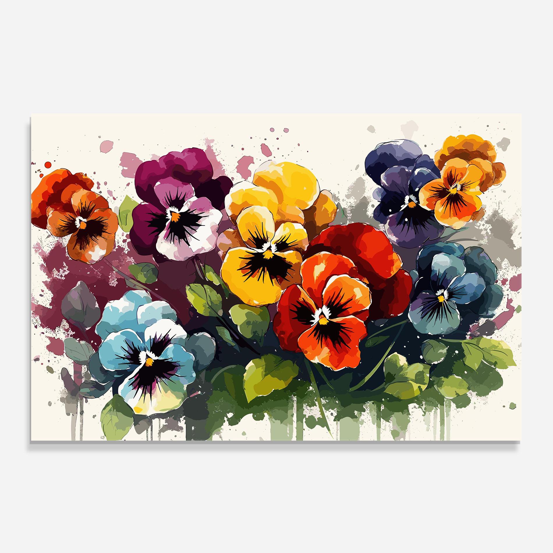 Küchenrückwand Glas Mix Paint Flowers mockup 0