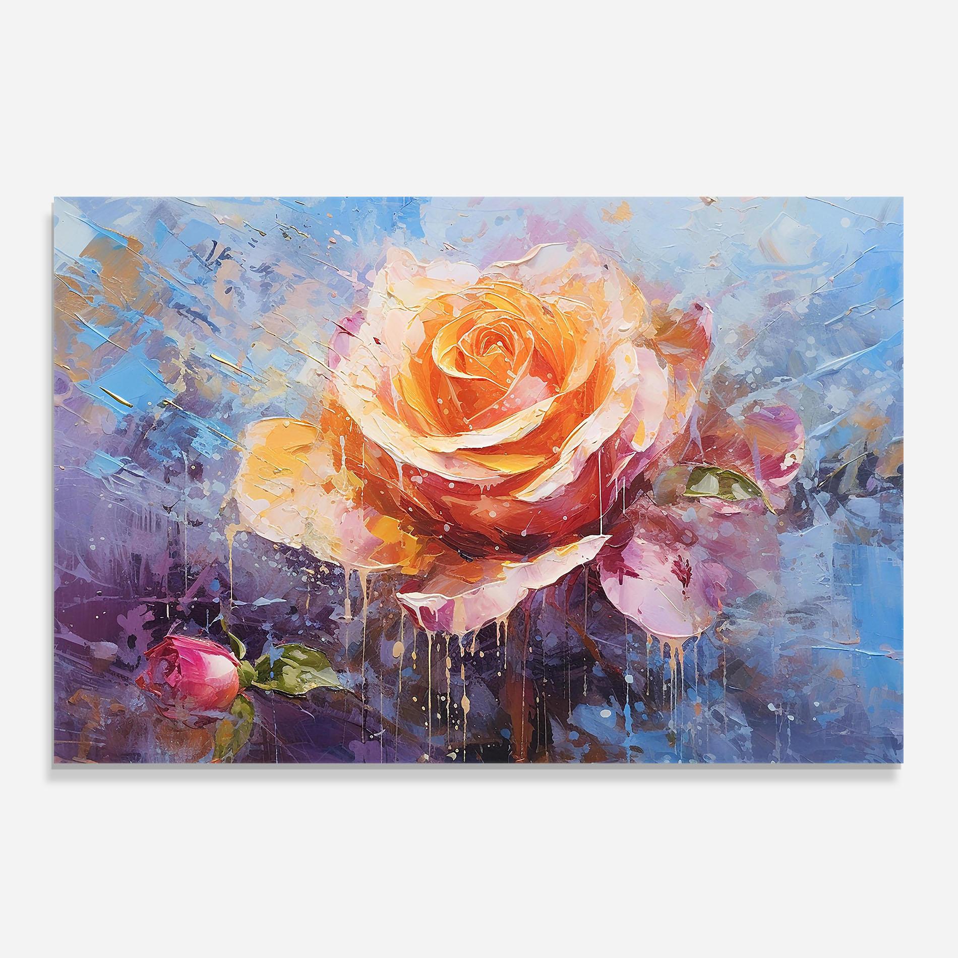 Küchenrückwand Glas Orange Pink Peony Art mockup 0