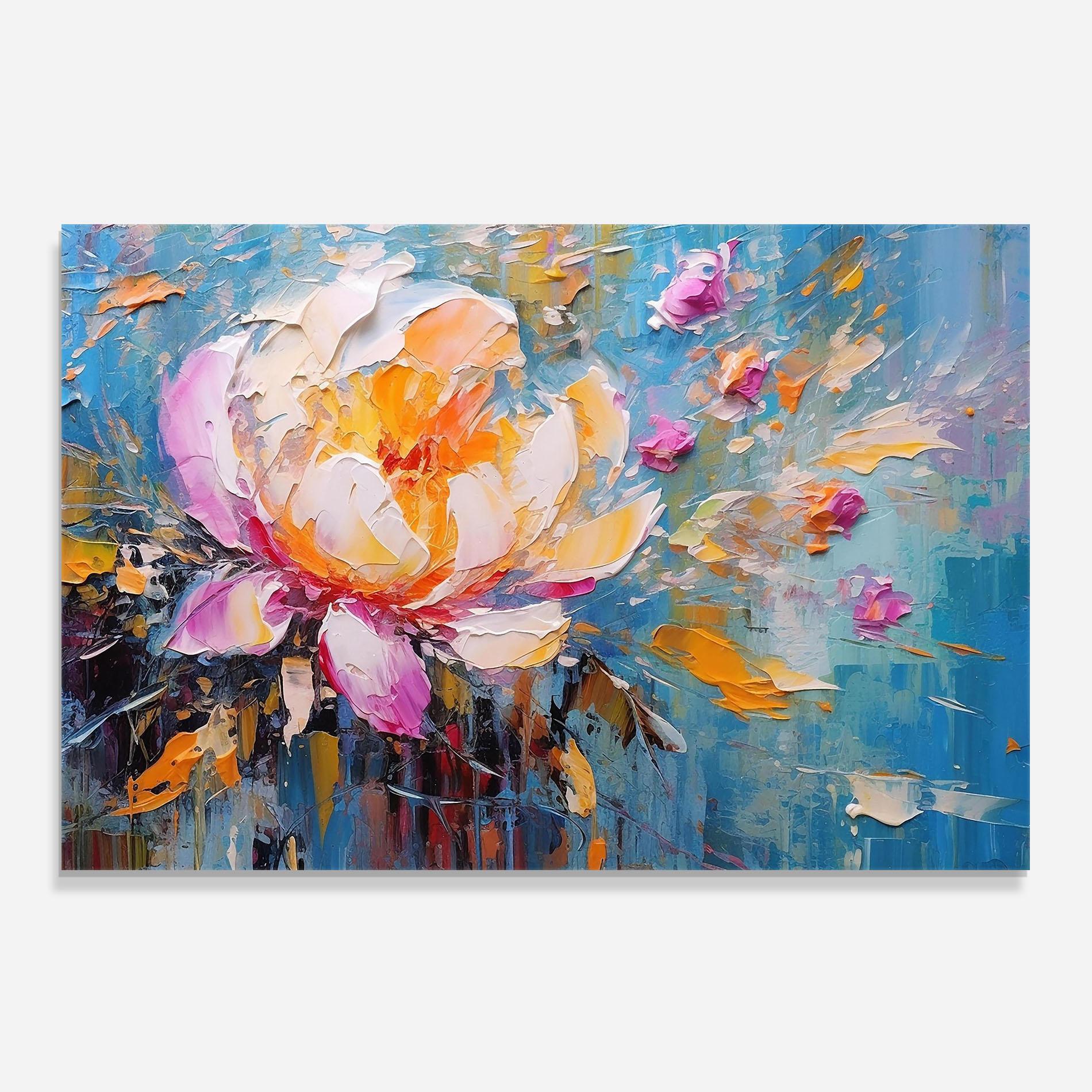 Küchenrückwand Glas Pink Orange Peony Art mockup 0