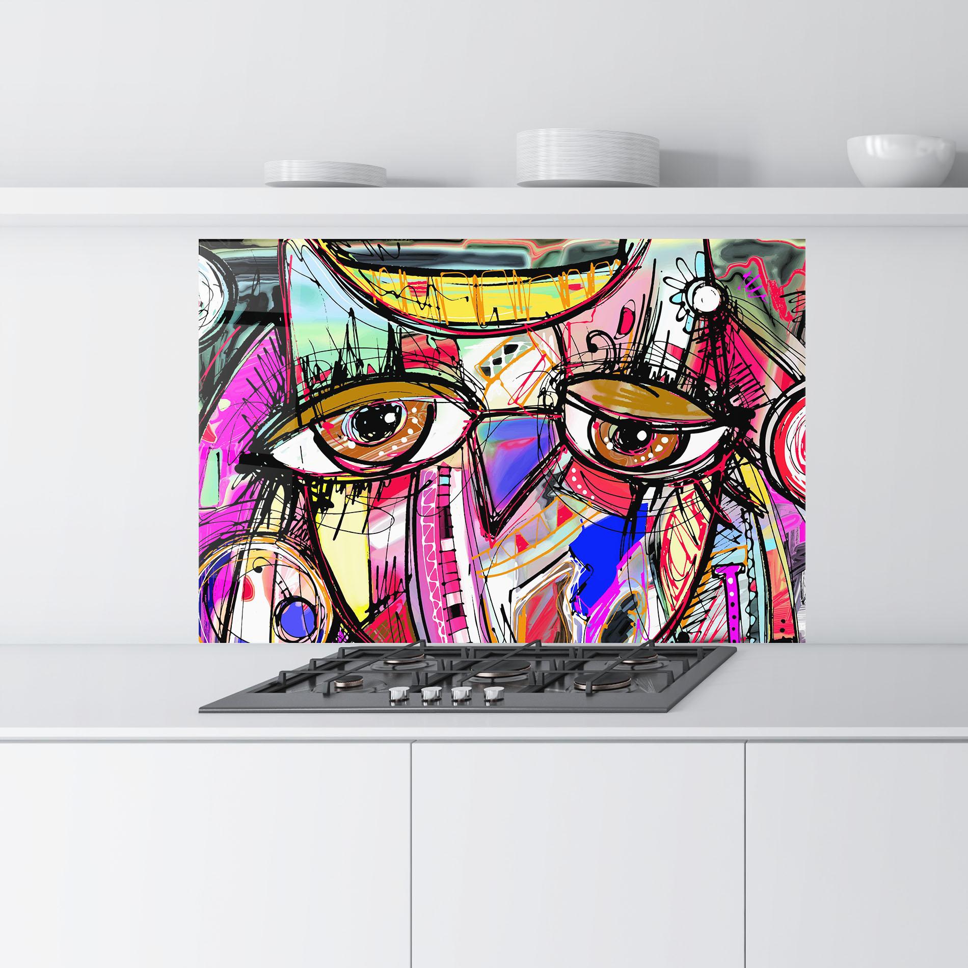Küchenrückwand Glas Color Mix Eyes mockup 9