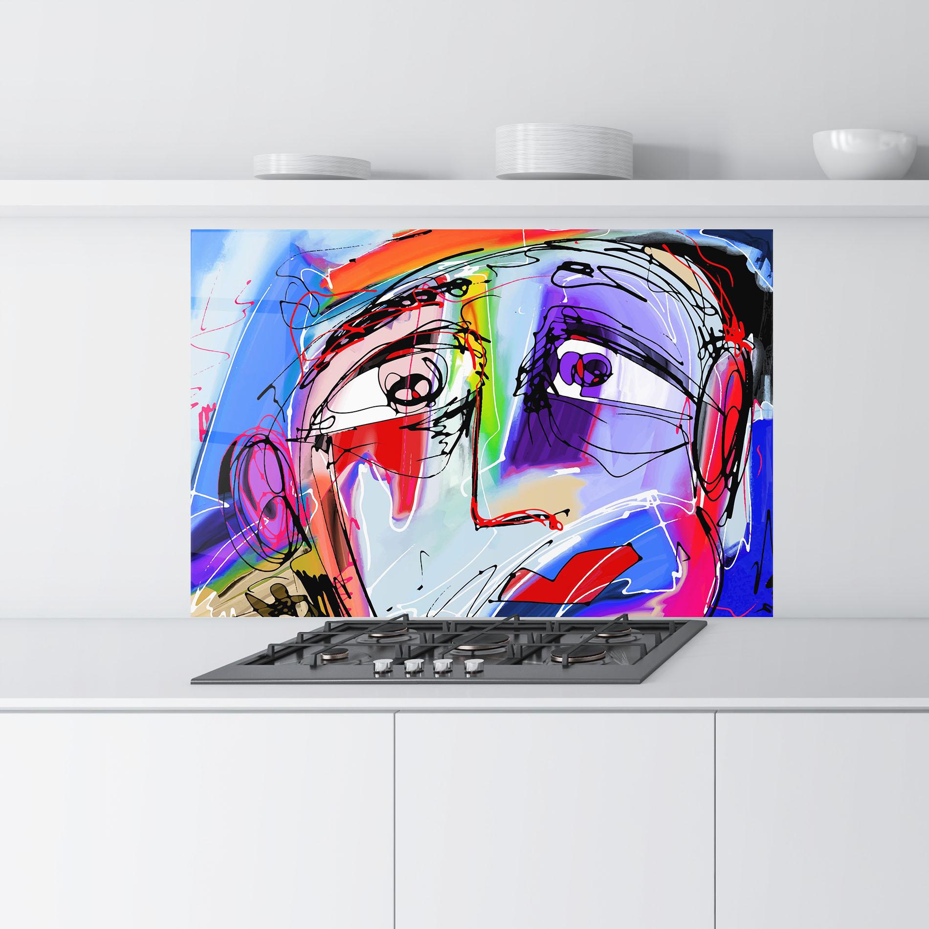 Küchenrückwand Glas Color Mix Face mockup 9