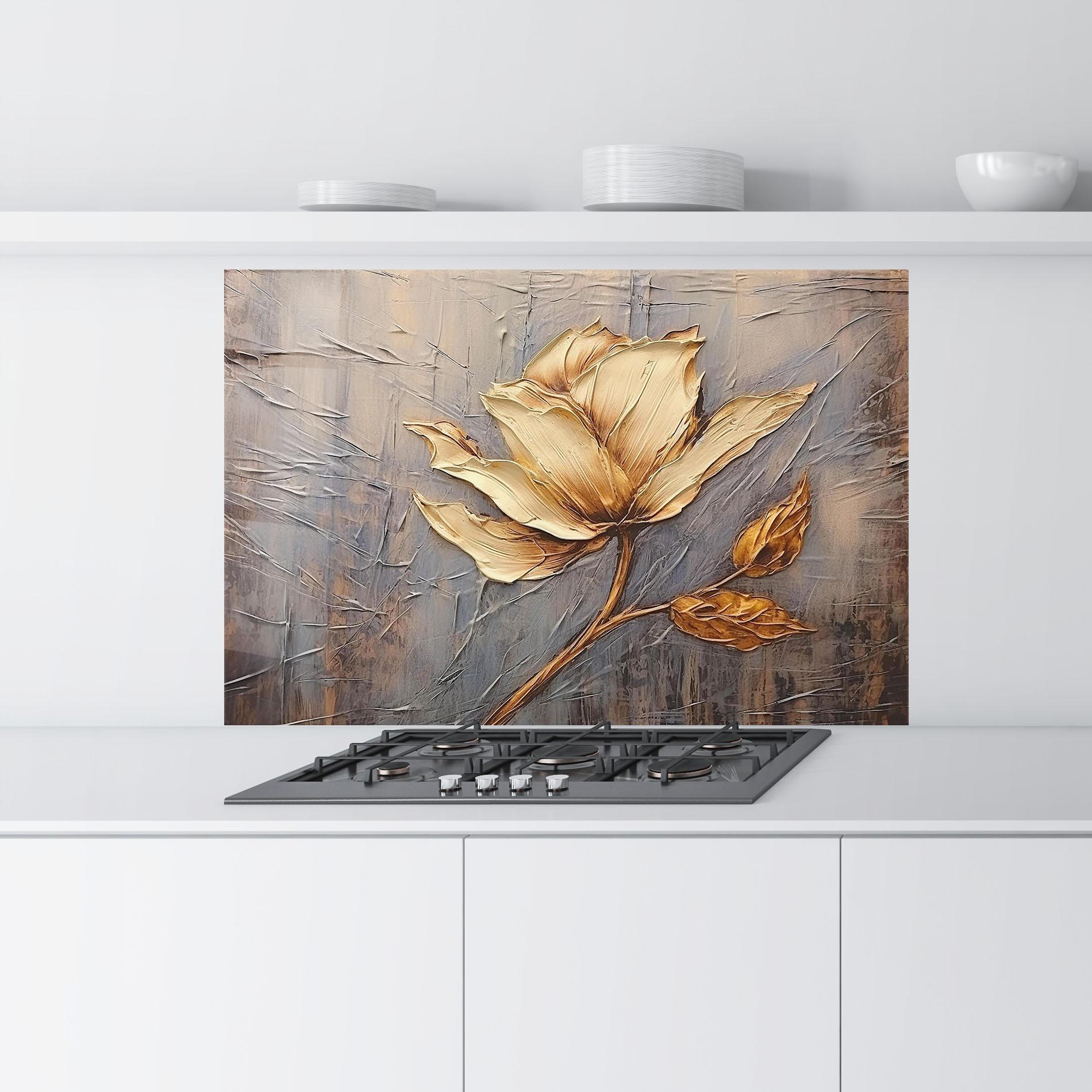 Küchenrückwand Glas Cream Rose On Blue mockup 9