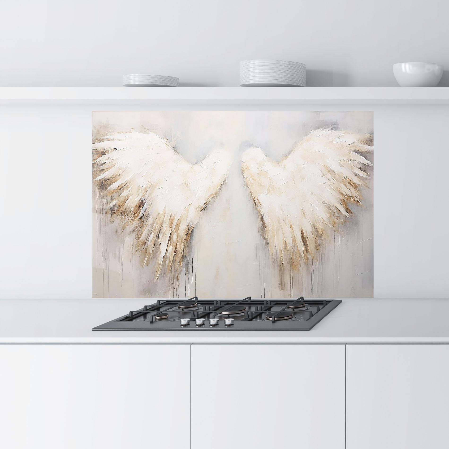 Küchenrückwand Glas Cream White Wings mockup 9