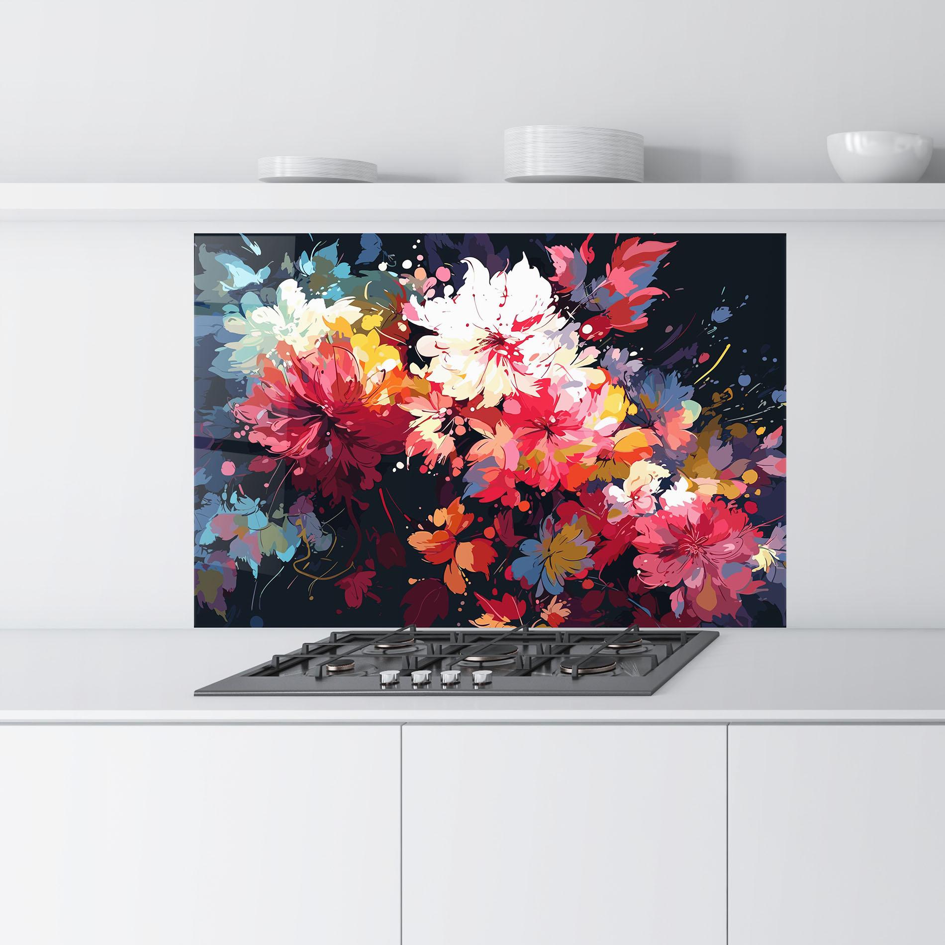 Küchenrückwand Glas Flower Art Texture mockup 9