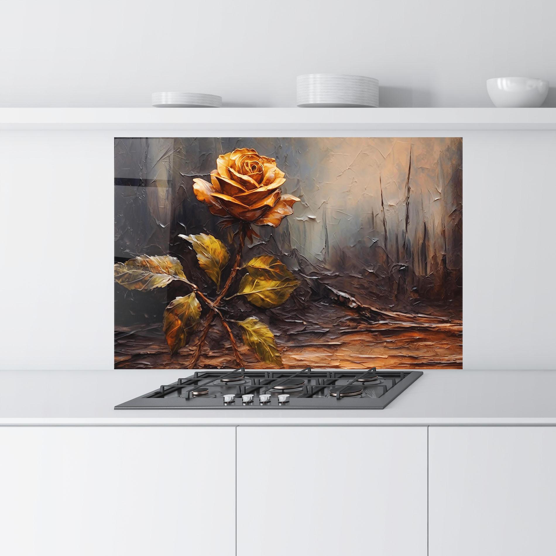 Küchenrückwand Glas Orange Rose Art mockup 9