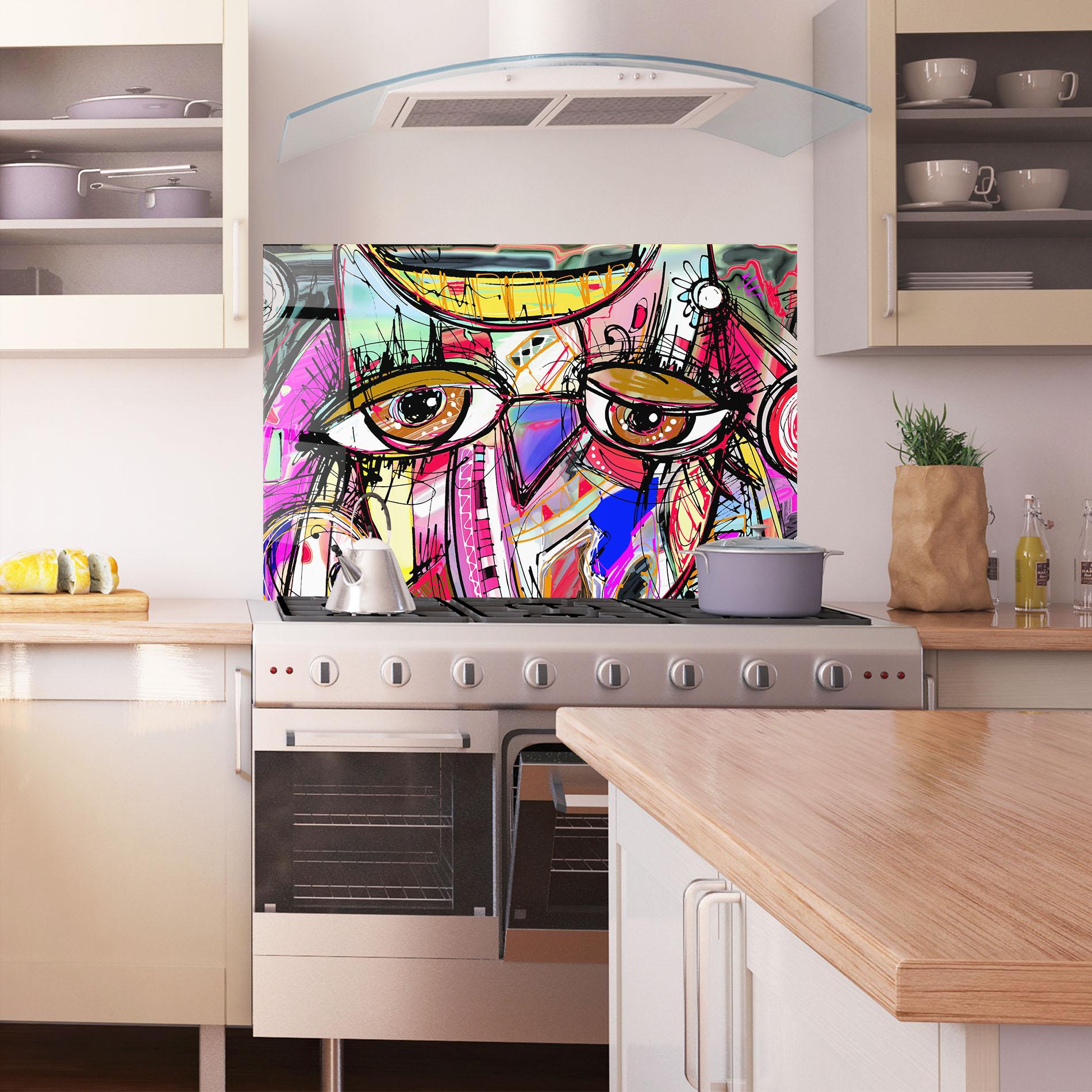 Küchenrückwand Glas Color Mix Eyes mockup 1