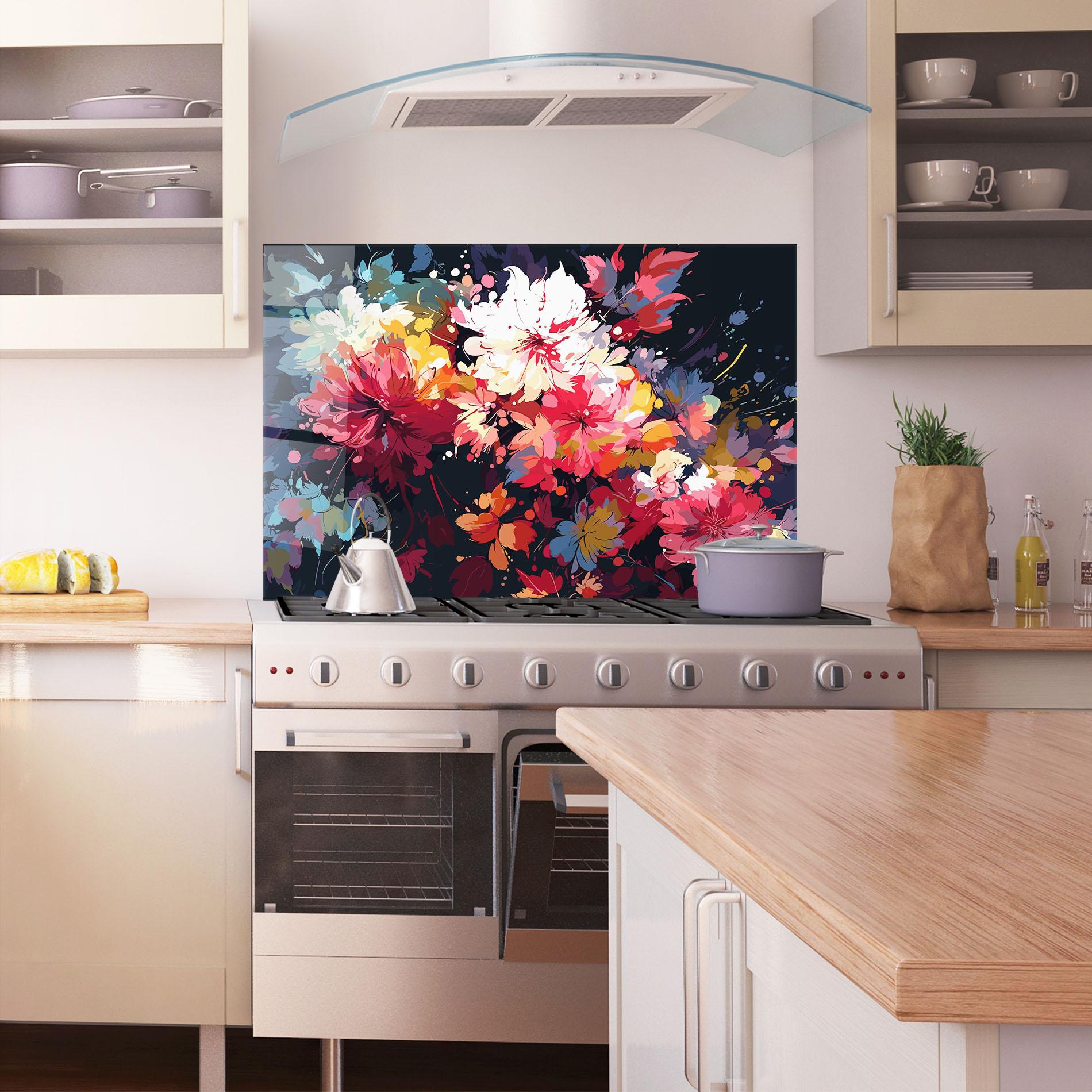 Küchenrückwand Glas Flower Art Texture mockup 1