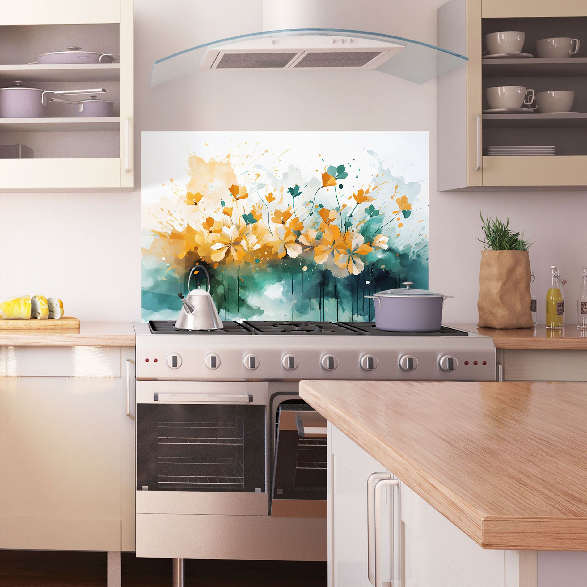 Orange Green Flowers mockup 1