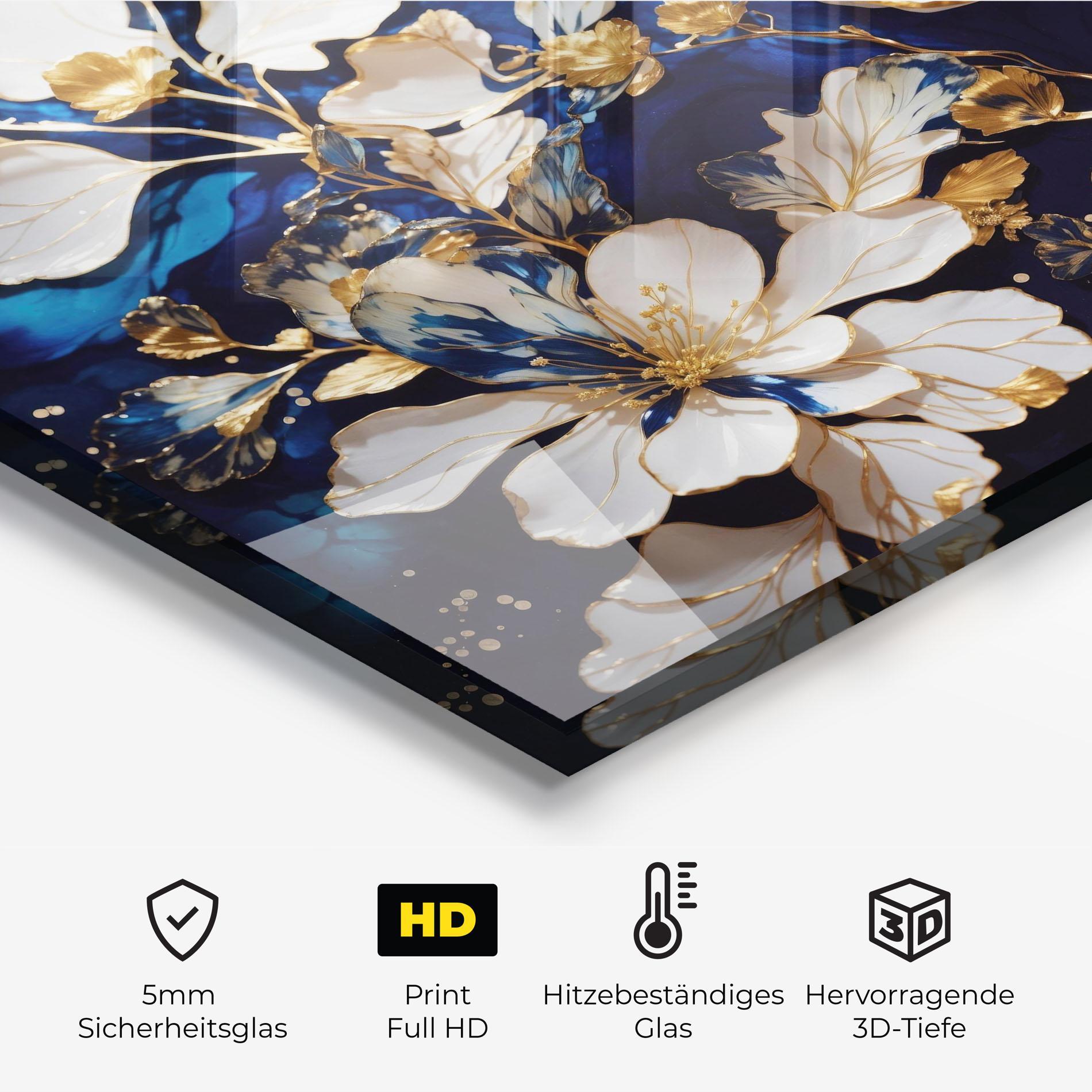 Küchenrückwand Glas Beautiful Golden White Rose mockup 2