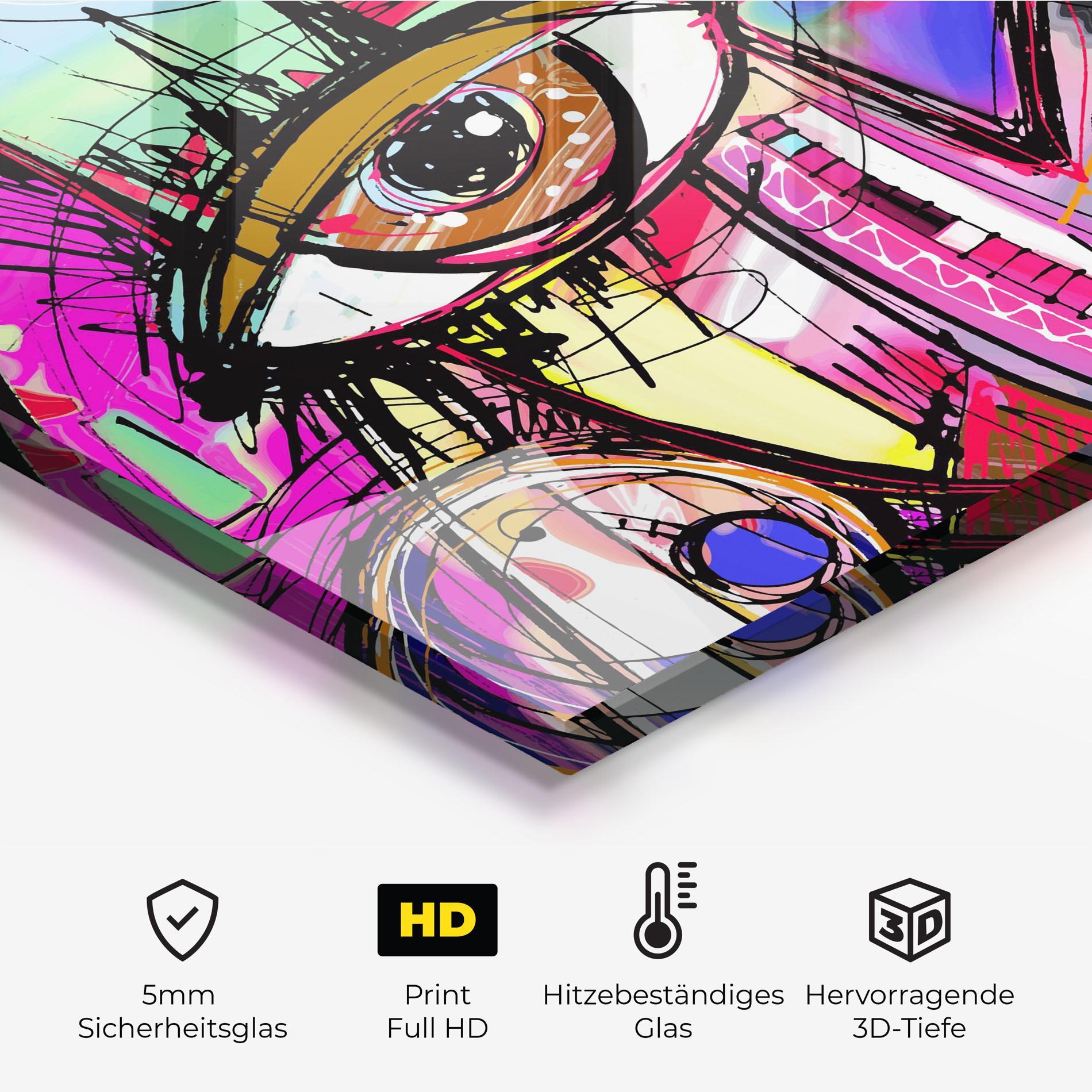 Küchenrückwand Glas Color Mix Eyes mockup 2