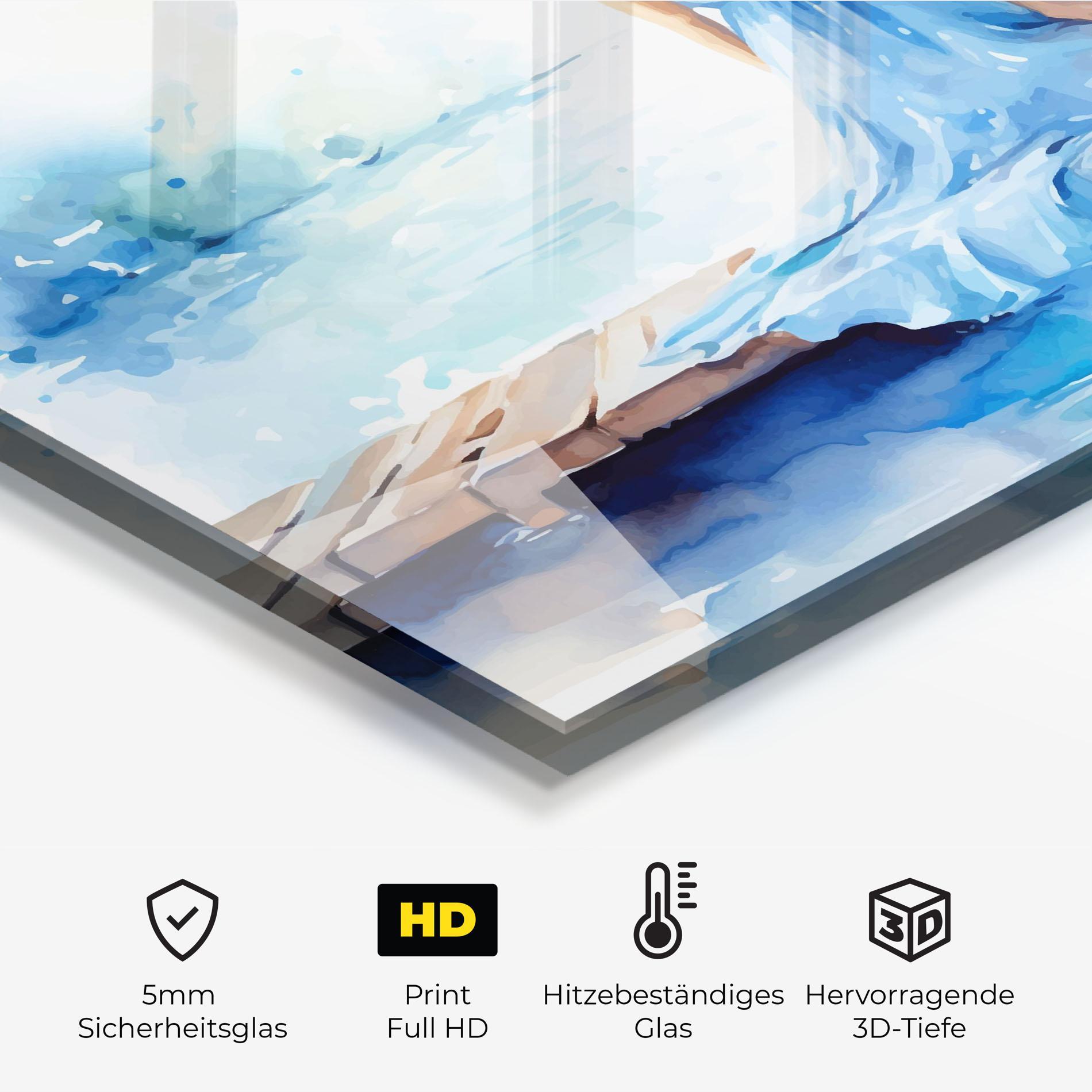 Küchenrückwand Glas Lake Blue Woman mockup 2