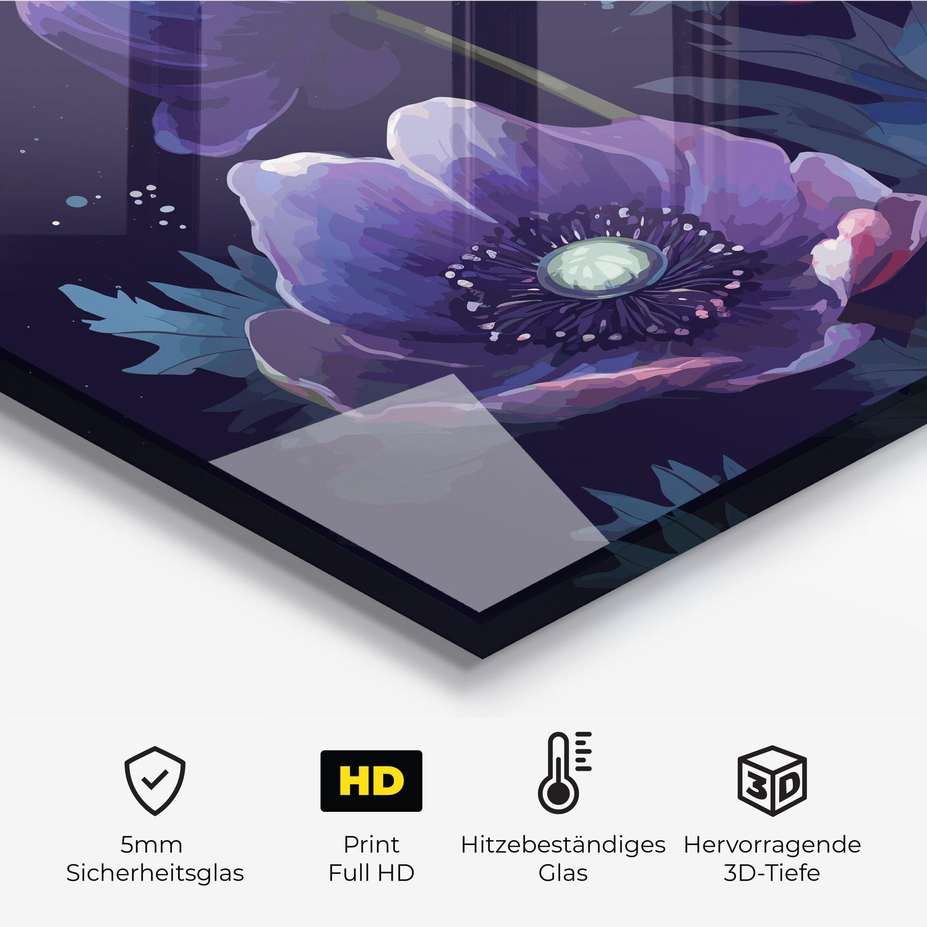 Küchenrückwand Glas Night Poppy Art mockup 2