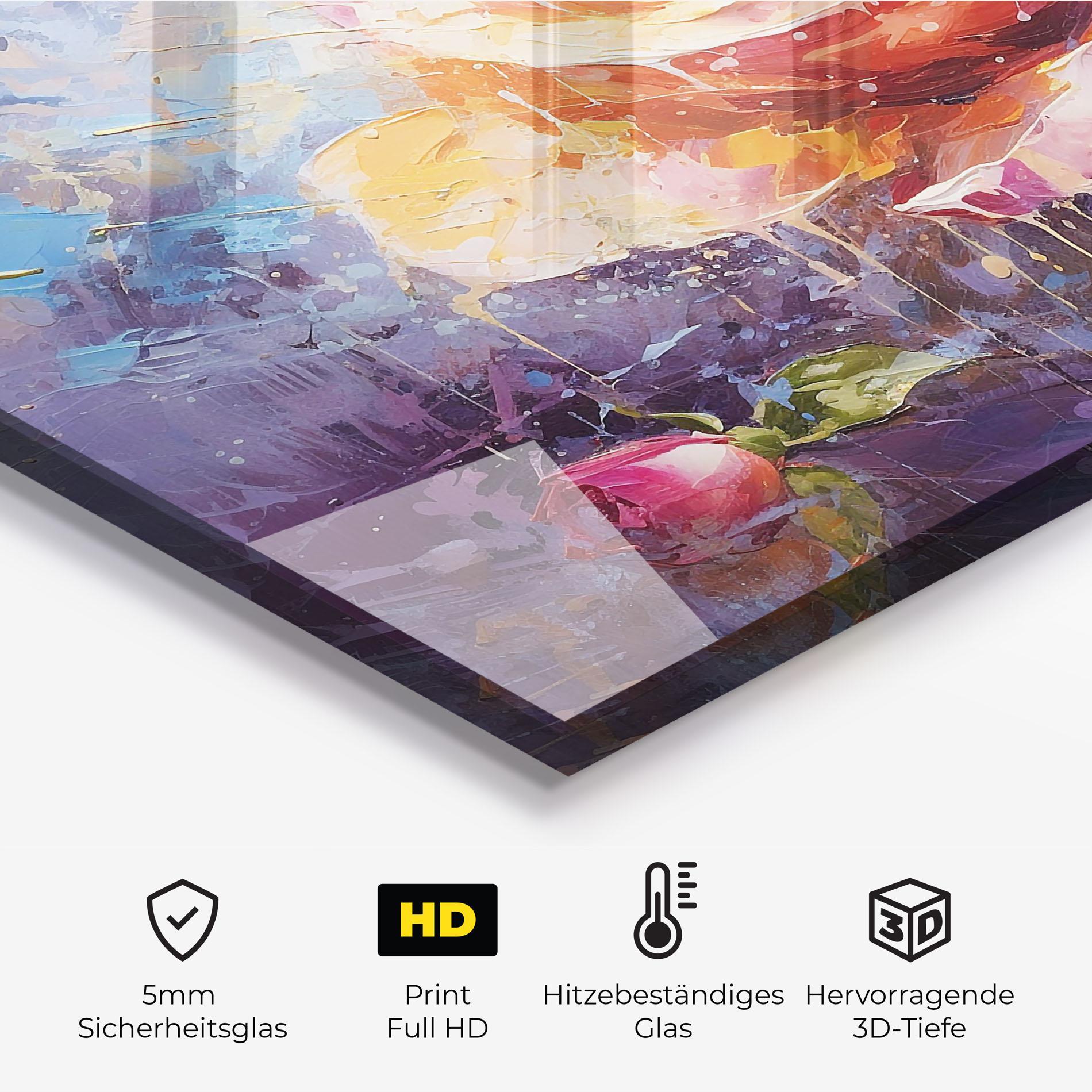 Küchenrückwand Glas Orange Pink Peony Art mockup 2