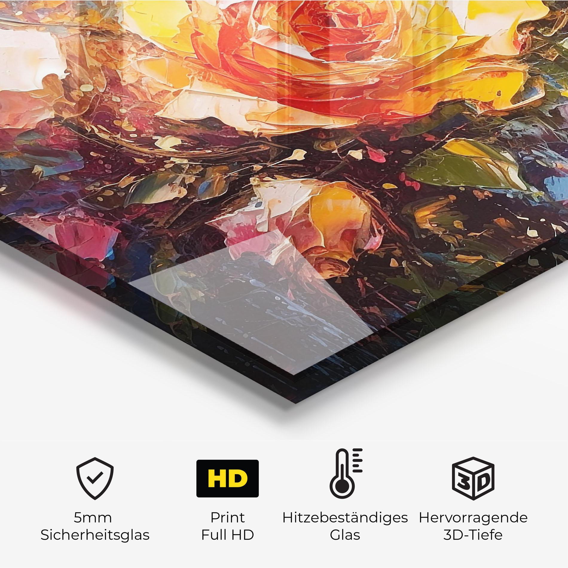 Küchenrückwand Glas Orange Roses Painting mockup 2