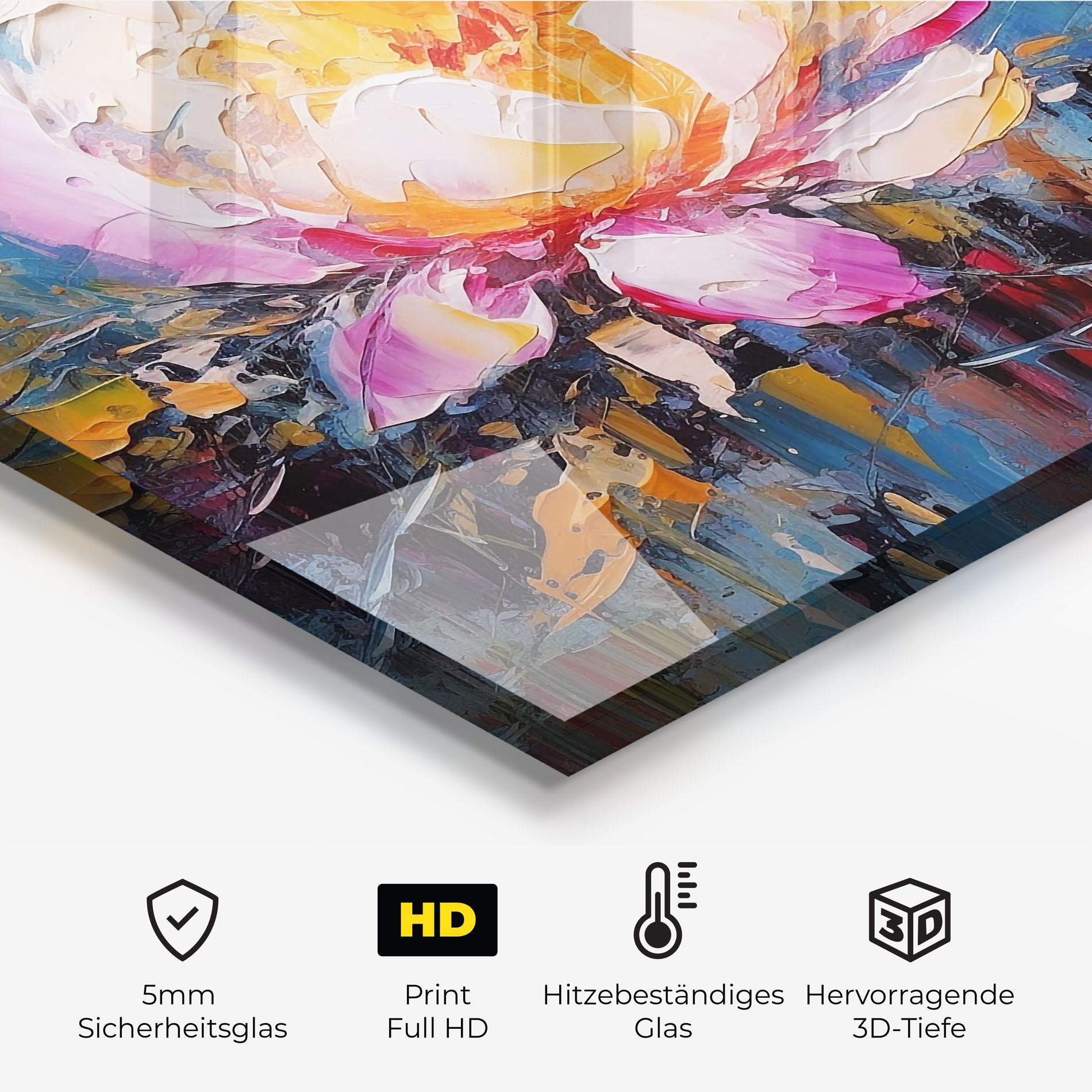 Küchenrückwand Glas Pink Orange Peony Art mockup 2