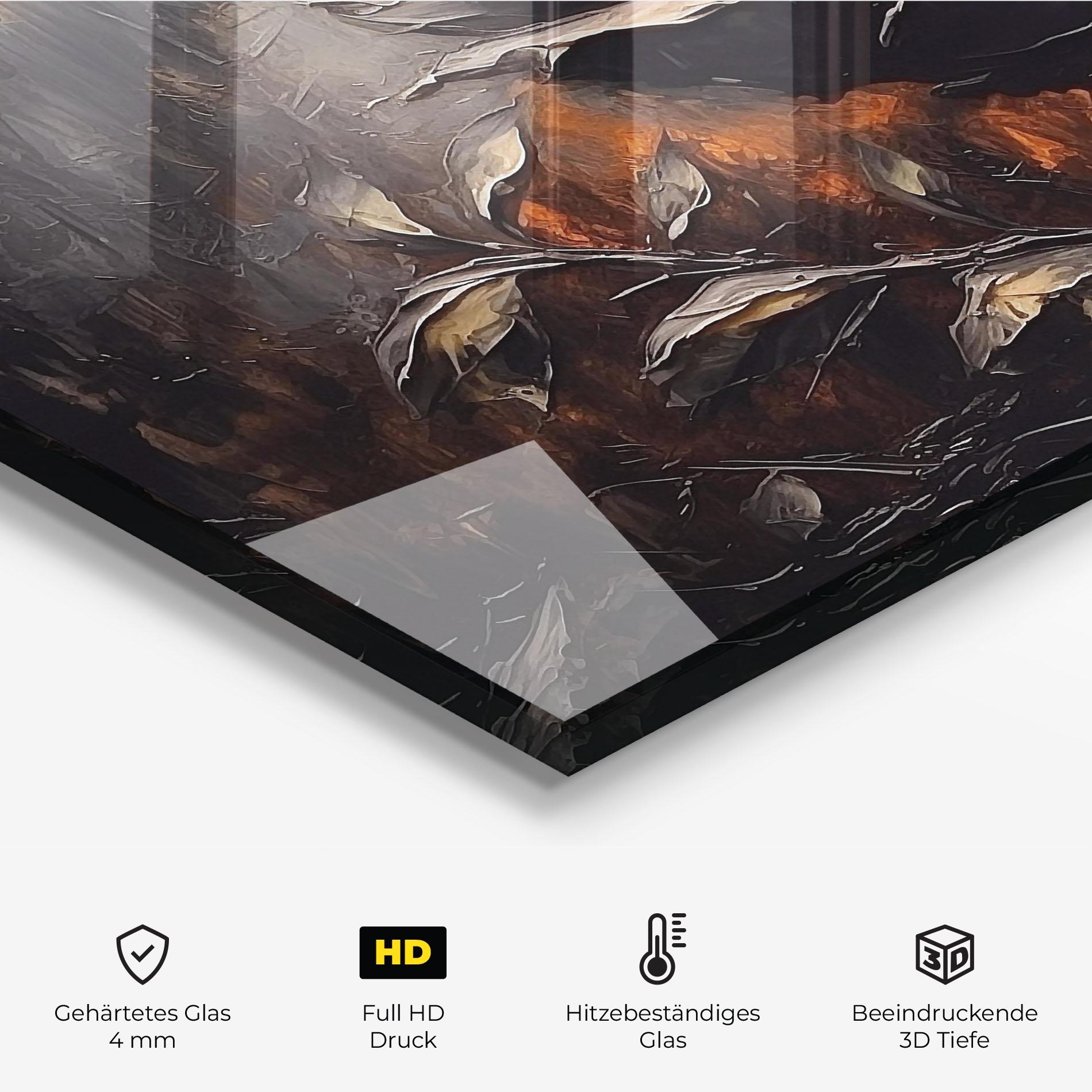 Küchenrückwand Glas Black Rose Art mockup 2