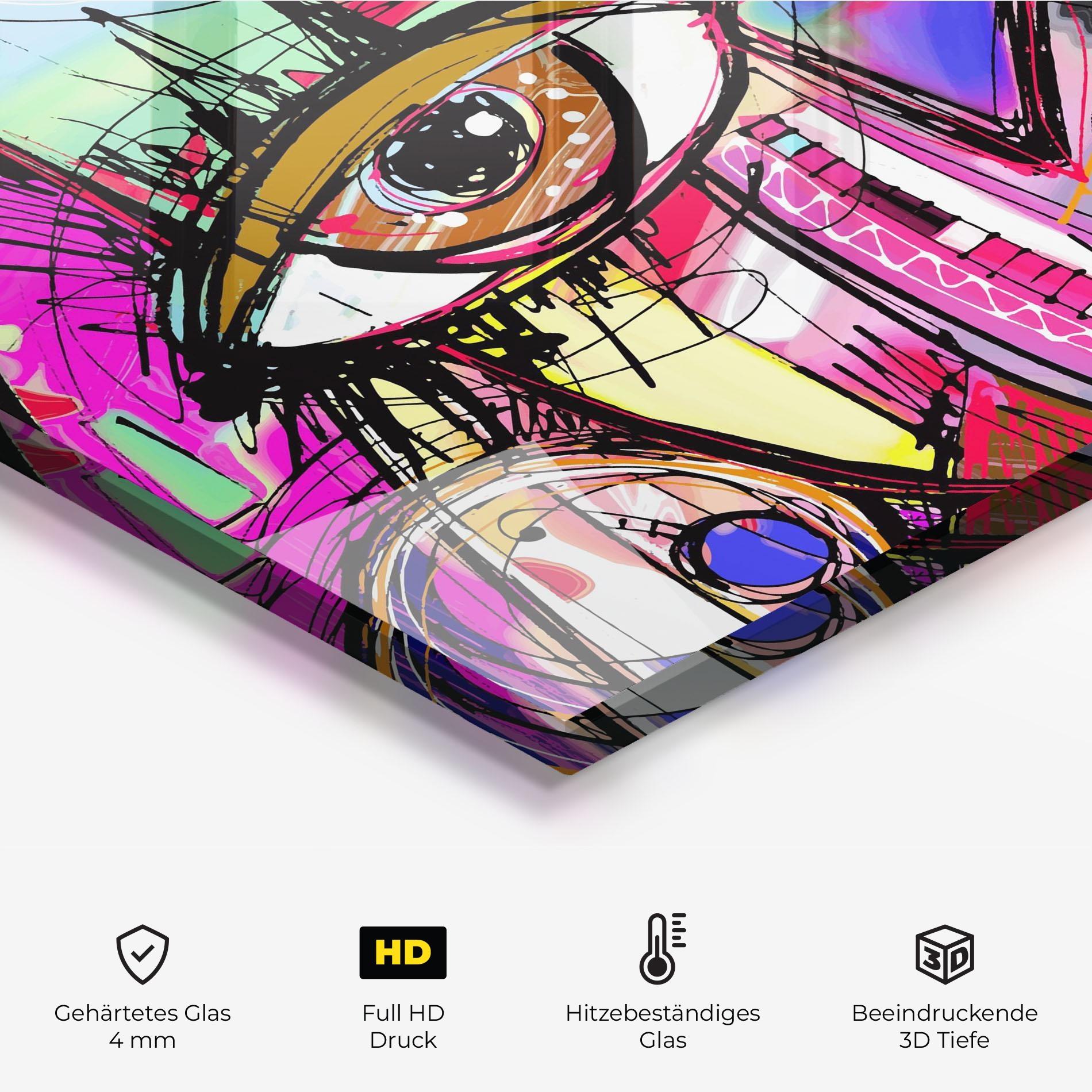 Küchenrückwand Glas Color Mix Eyes mockup 2