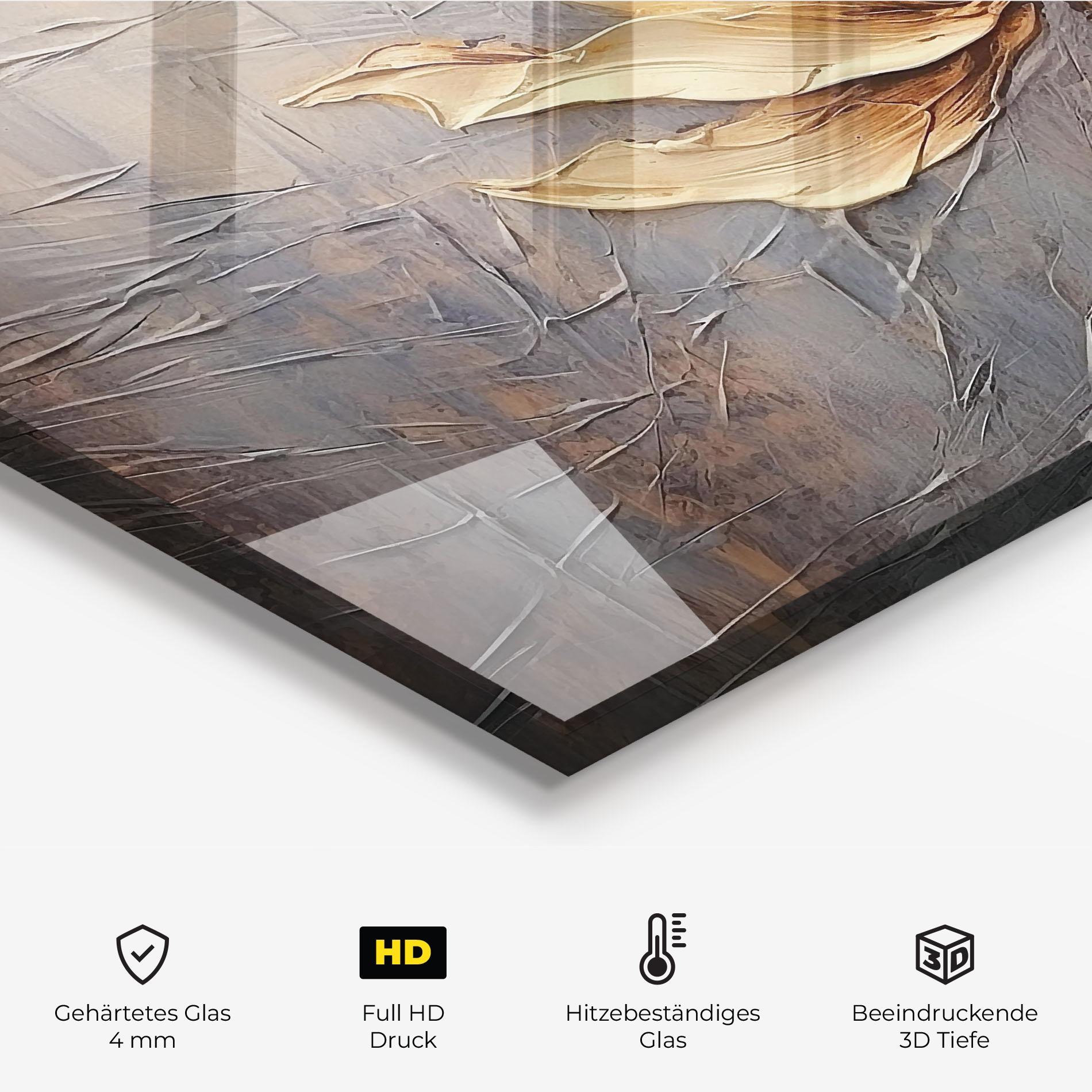 Küchenrückwand Glas Cream Rose On Blue mockup 2