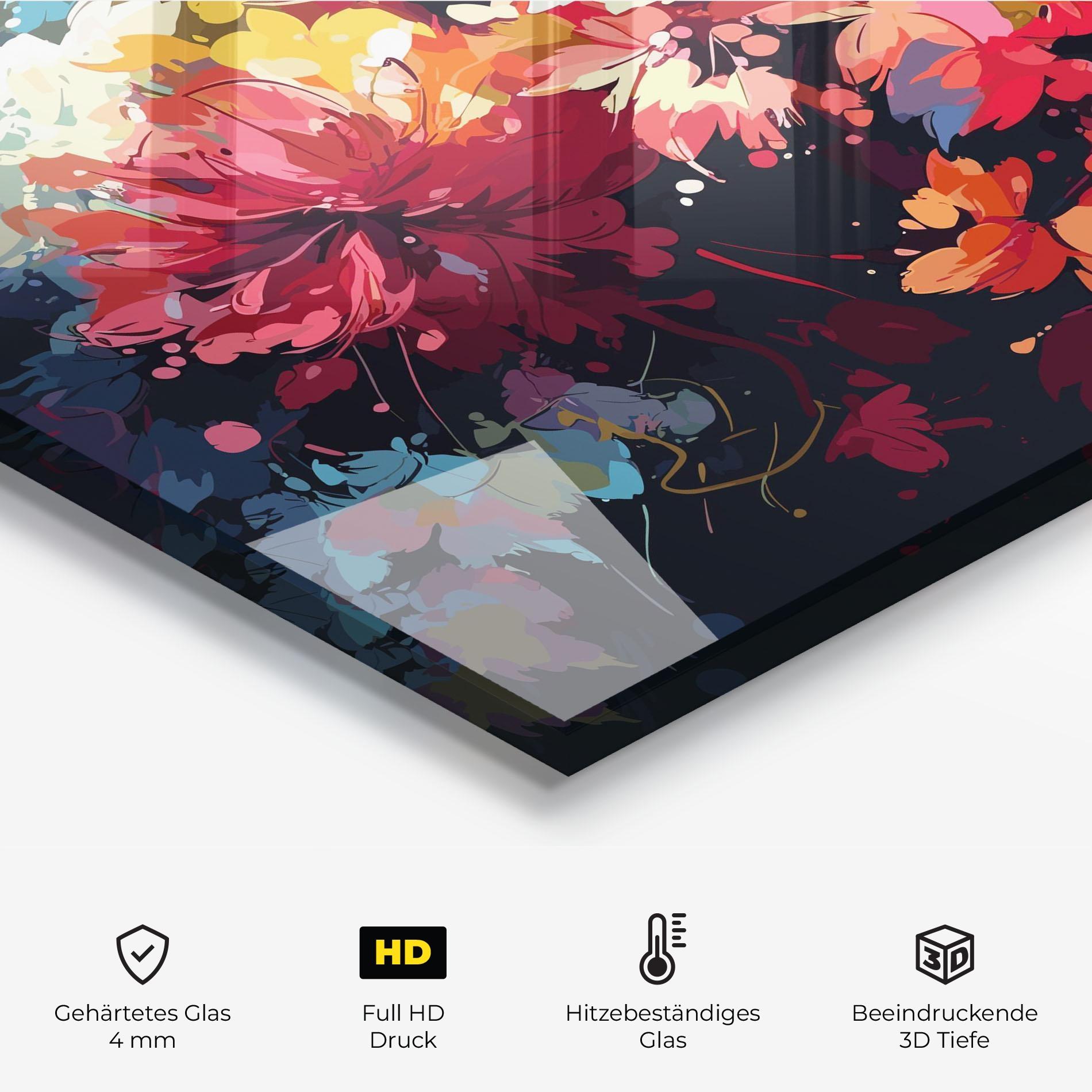 Küchenrückwand Glas Flower Art Texture mockup 2