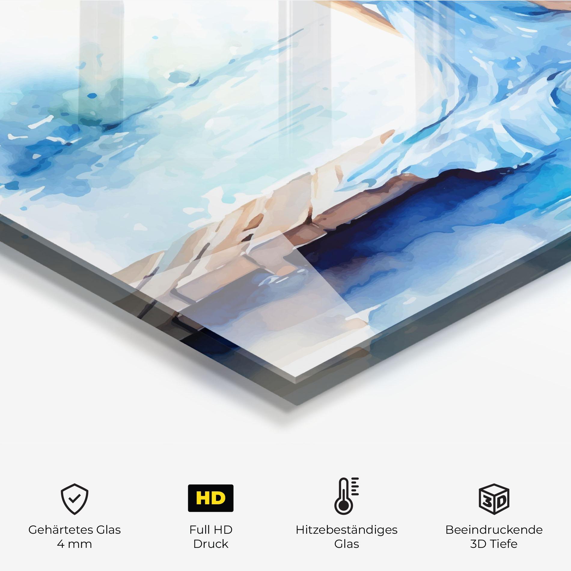 Küchenrückwand Glas Lake Blue Woman mockup 2