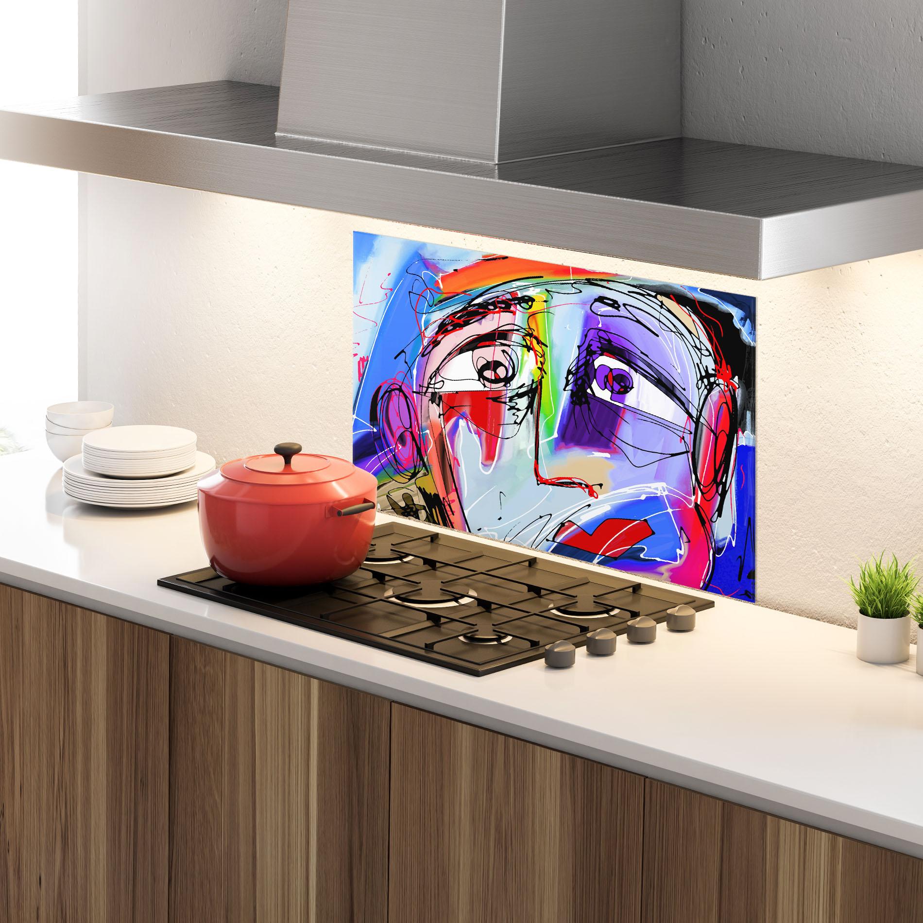 Küchenrückwand Glas Color Mix Face mockup 4