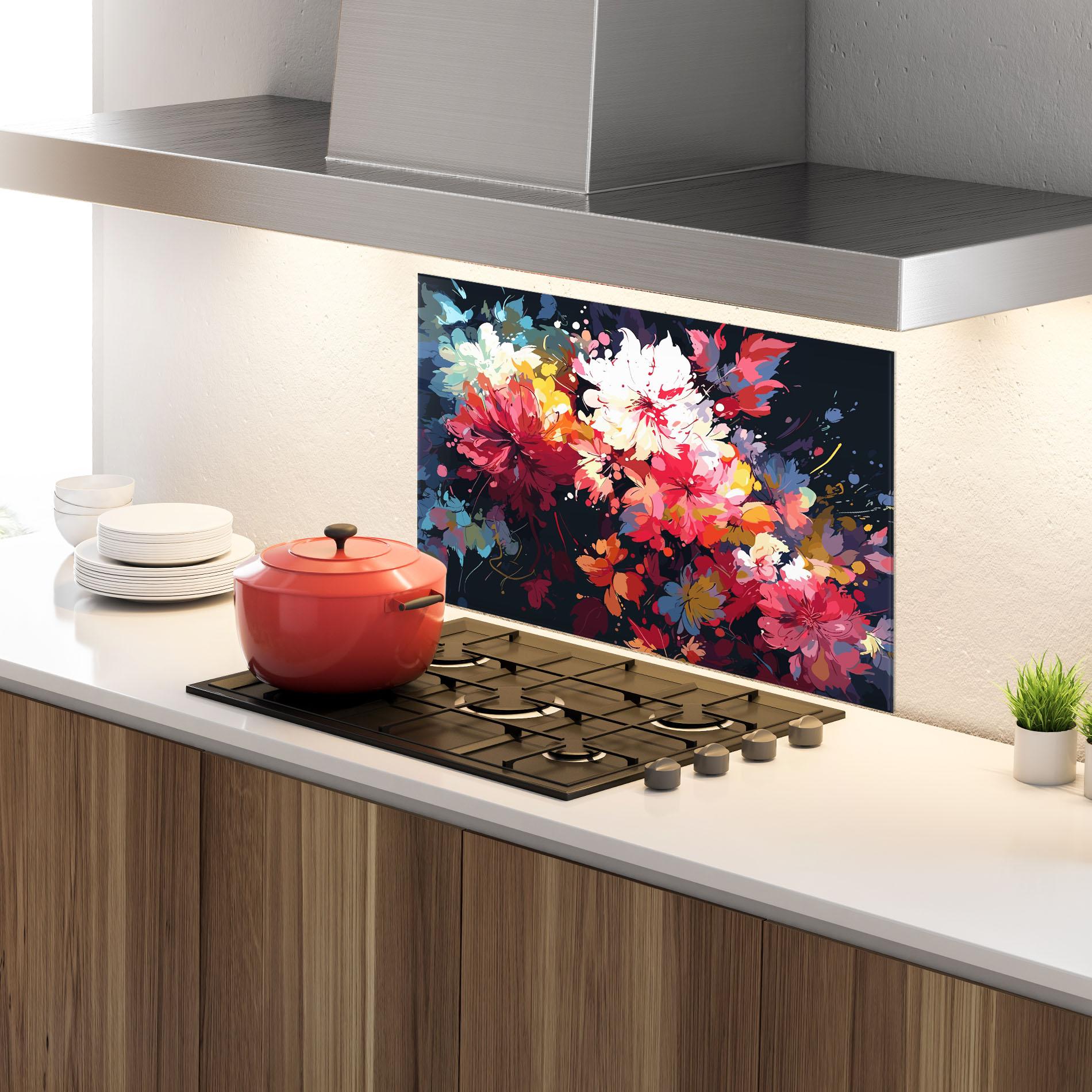 Küchenrückwand Glas Flower Art Texture mockup 4