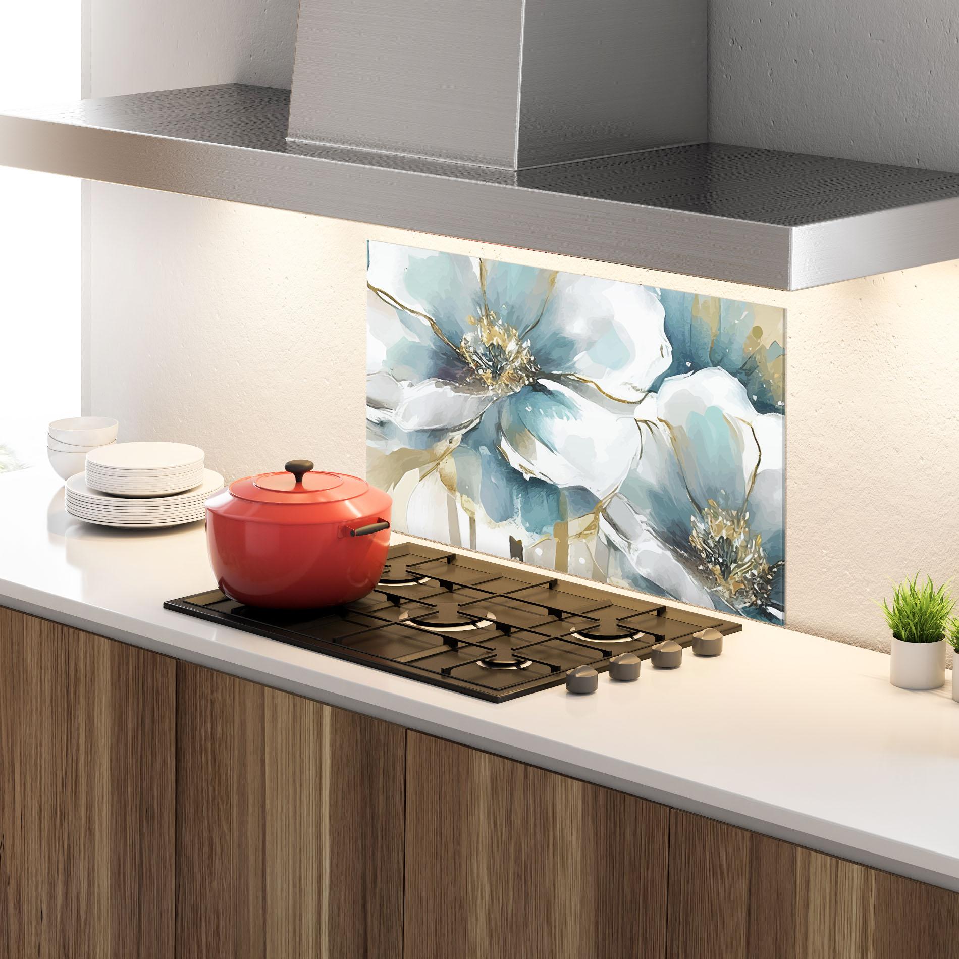 Küchenrückwand Glas Flower Mix Art mockup 4