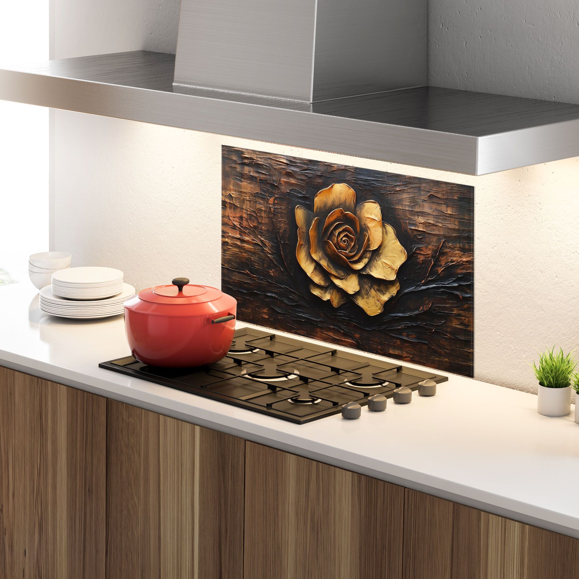 Gold Rose On Wood mockup 4