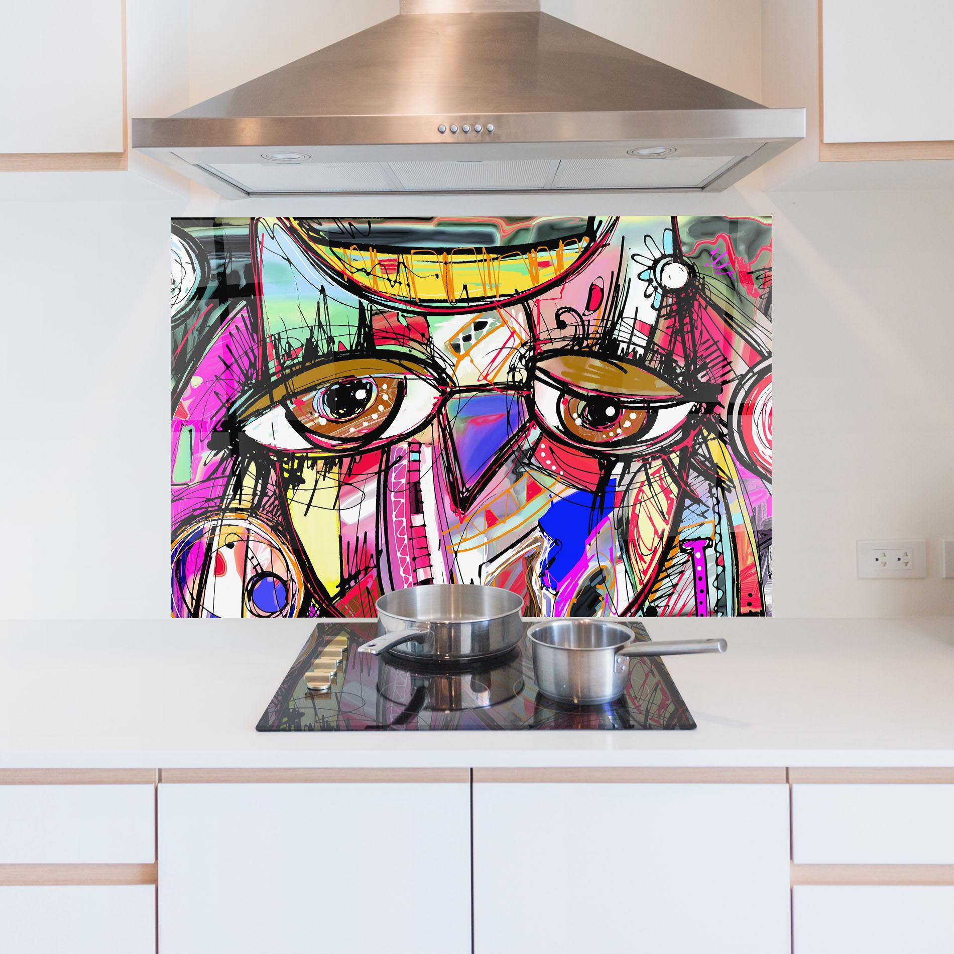 Küchenrückwand Glas Color Mix Eyes mockup 5