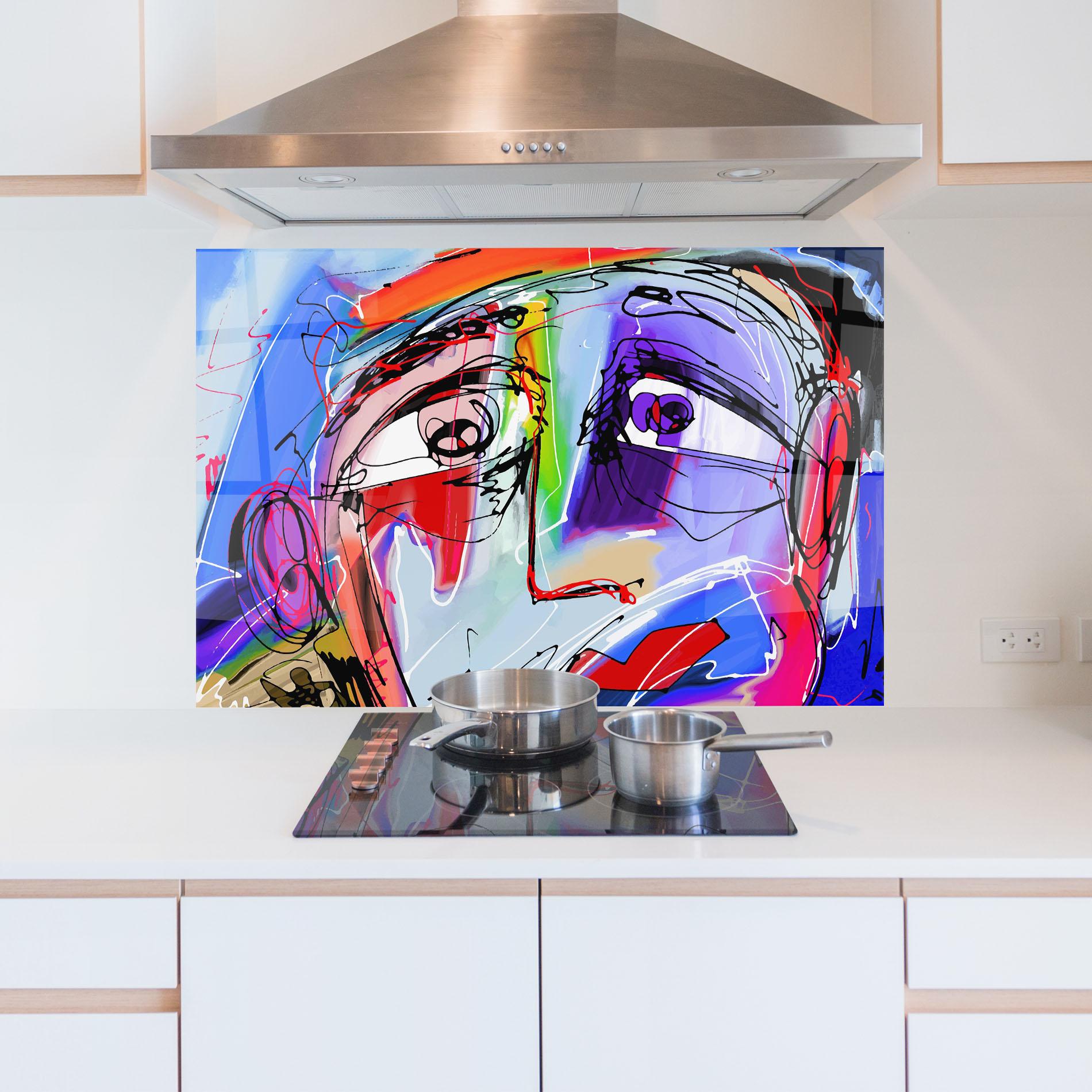 Küchenrückwand Glas Color Mix Face mockup 5