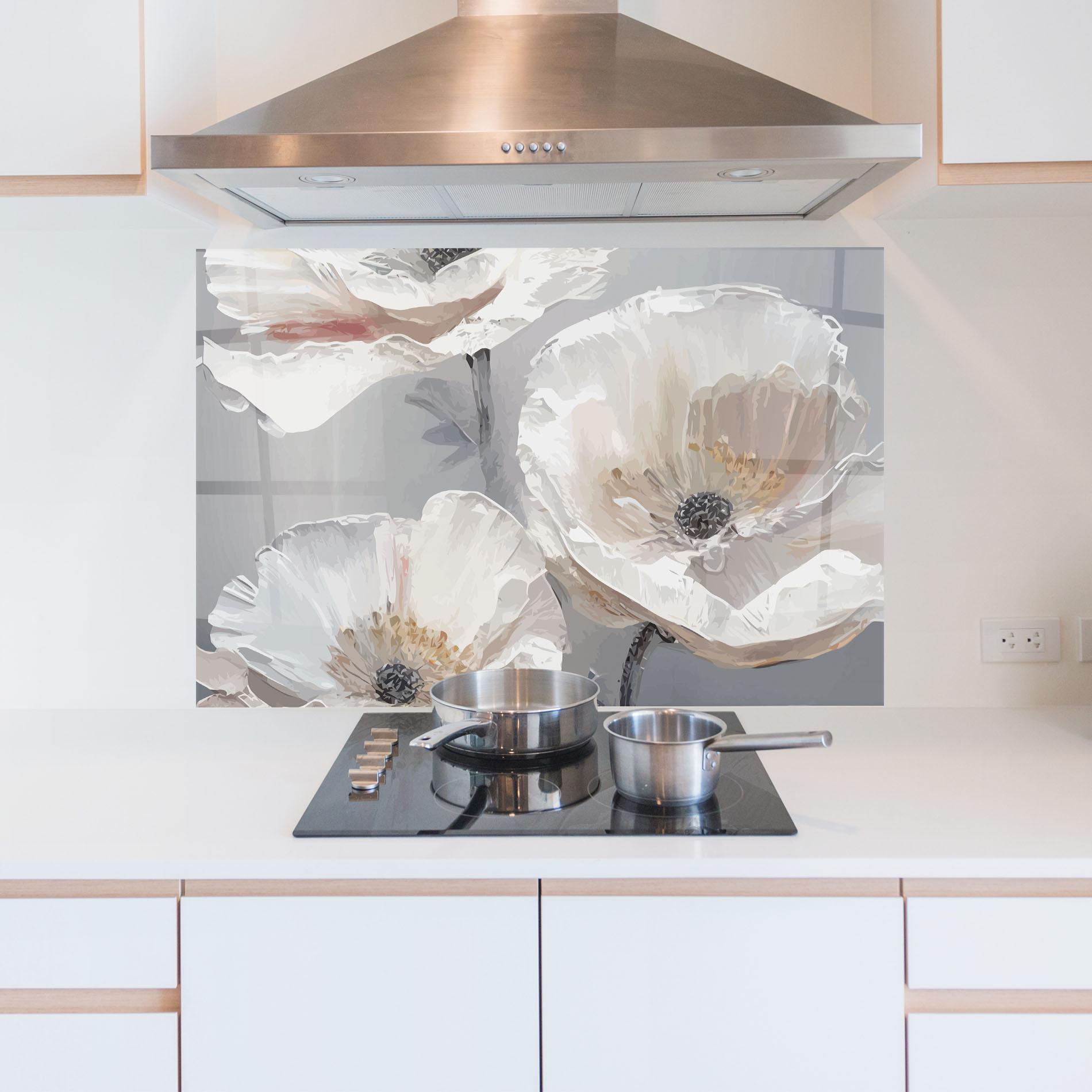 Küchenrückwand Glas Cream Mix Flower mockup 5