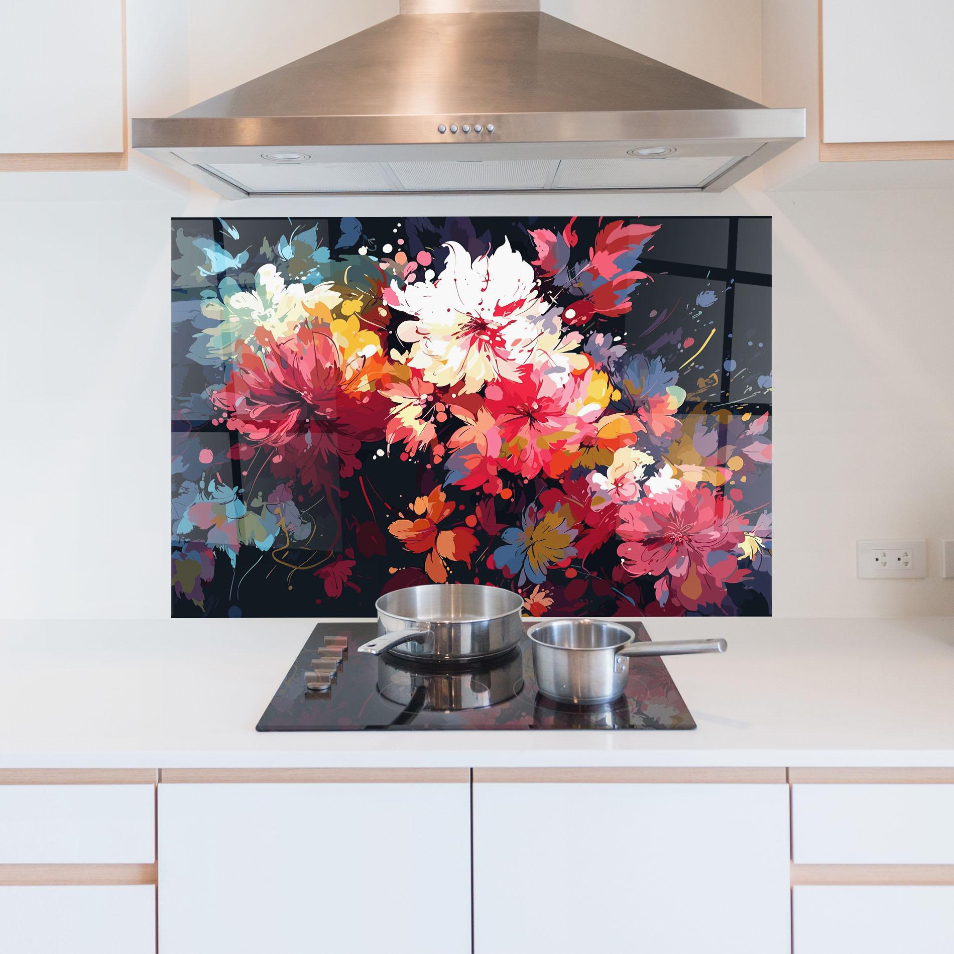 Küchenrückwand Glas Flower Art Texture mockup 5