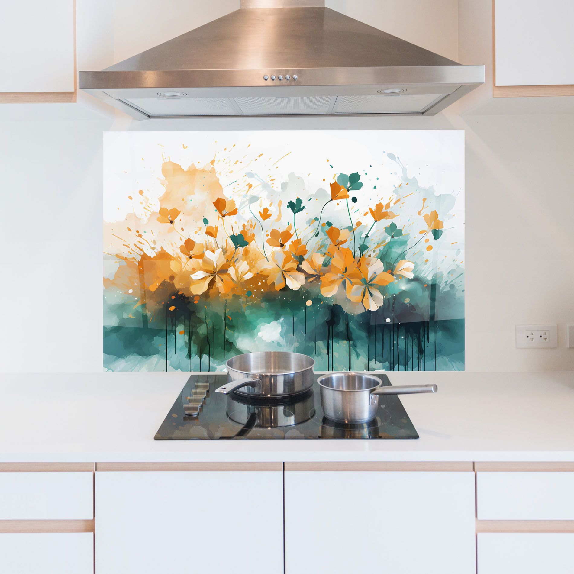 Orange Green Flowers mockup 5