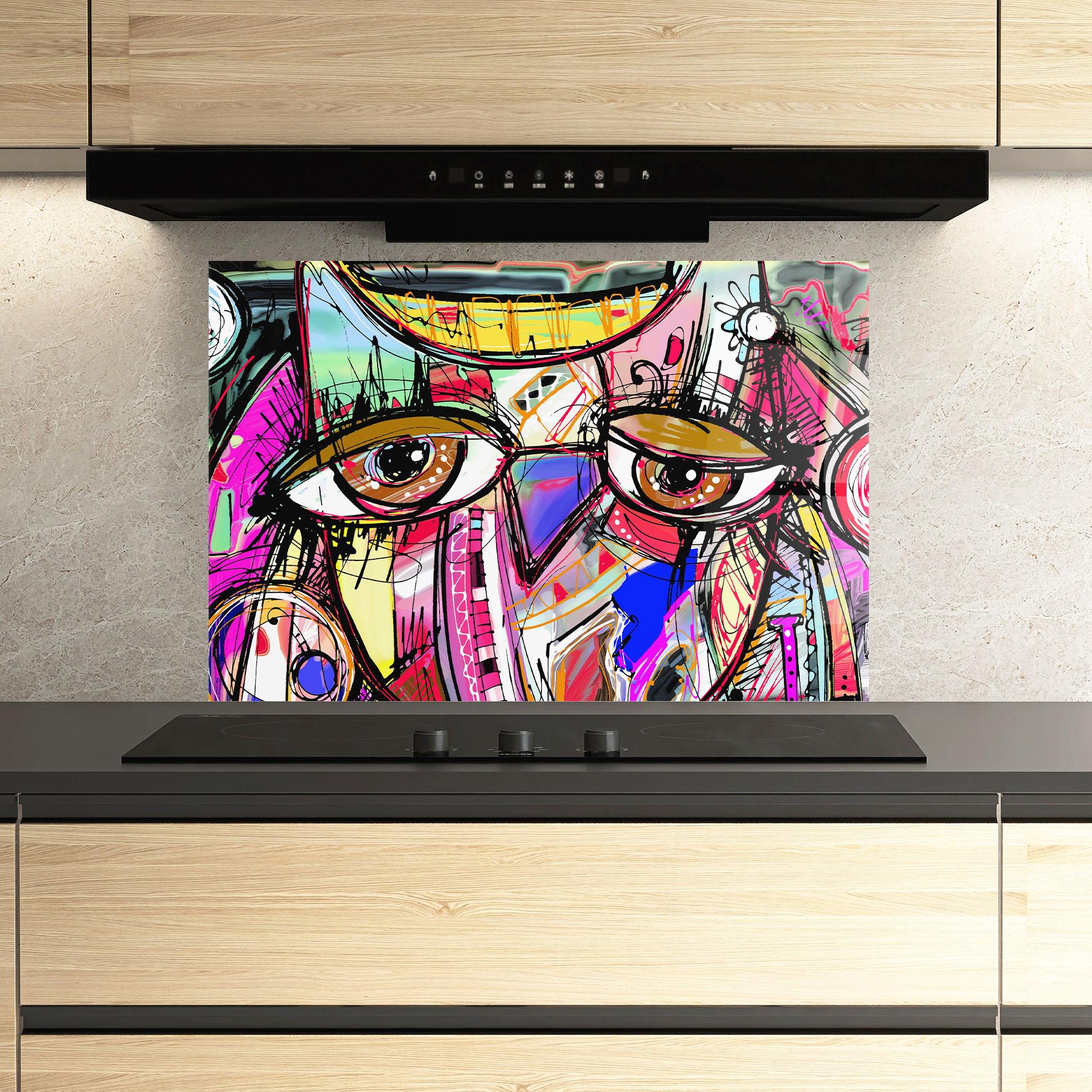 Küchenrückwand Glas Color Mix Eyes mockup 3
