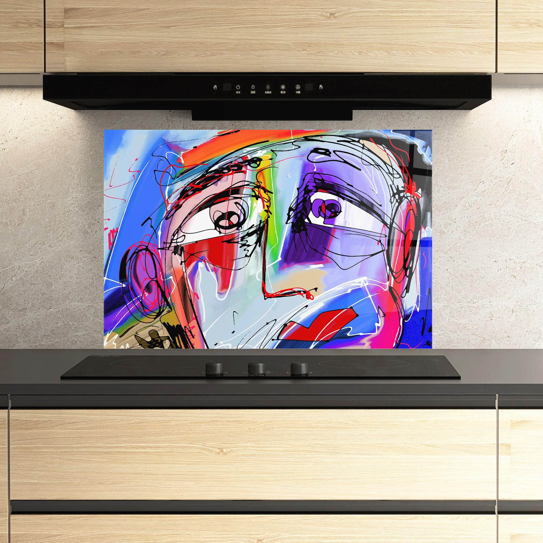 Küchenrückwand Glas Color Mix Face mockup 3