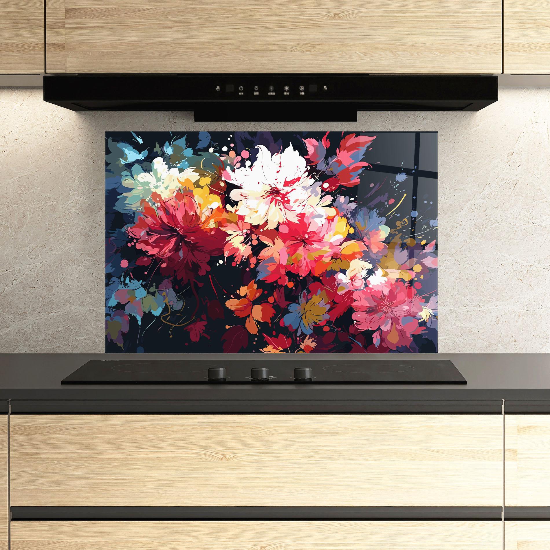 Küchenrückwand Glas Flower Art Texture mockup 3